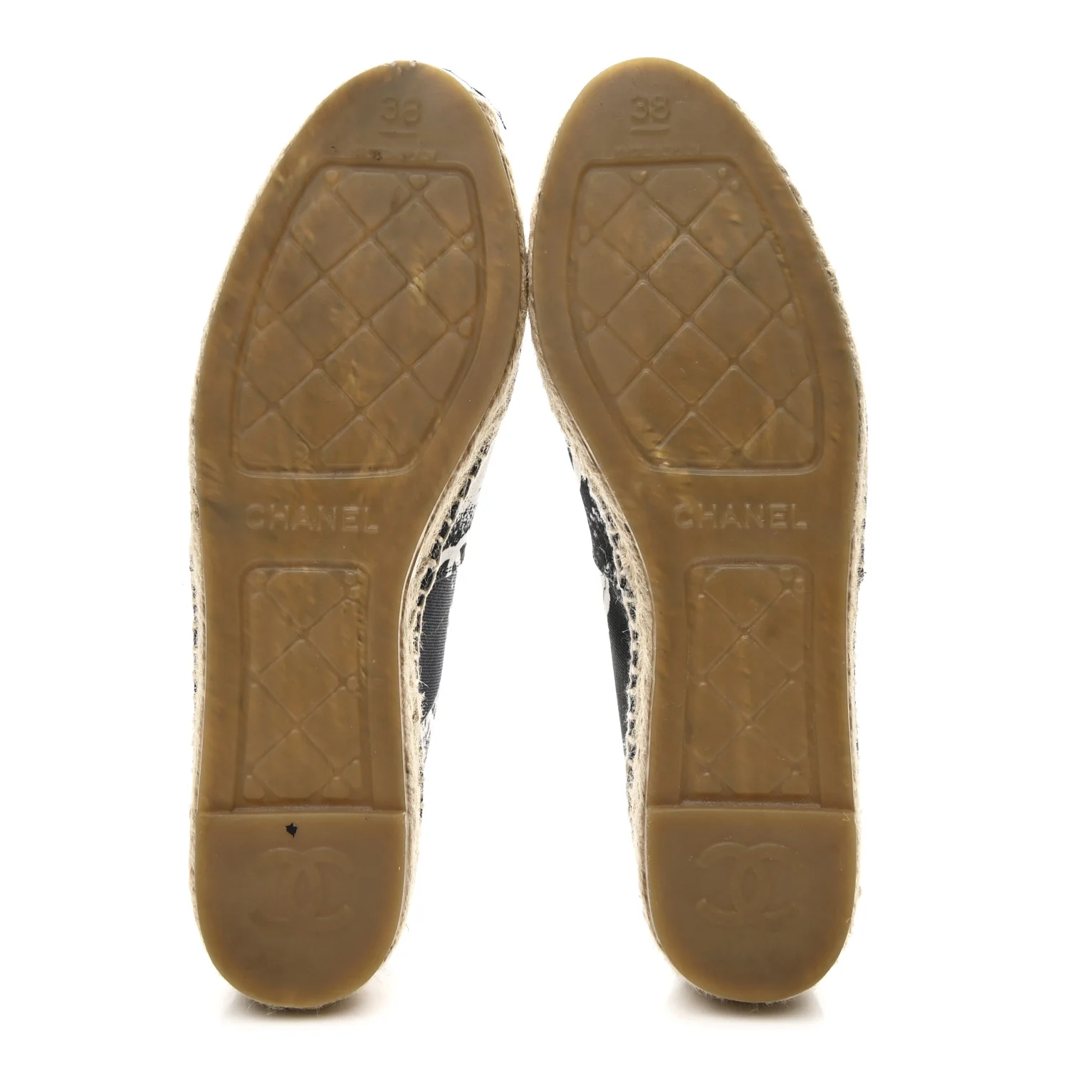 Printed Canvas Grosgrain 31 Rue Cambon Espadrilles 38 Black White - Image 6