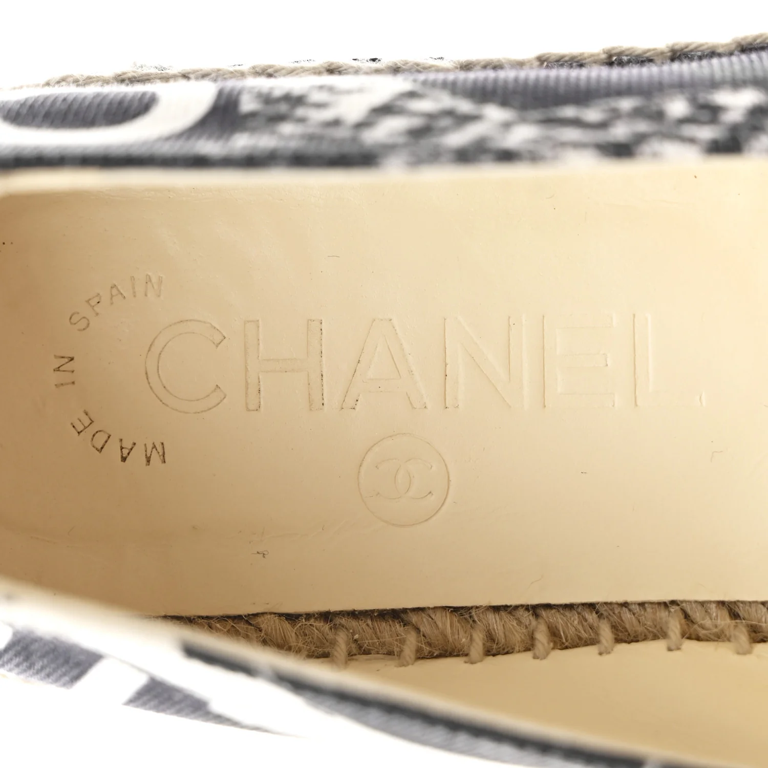 Printed Canvas Grosgrain 31 Rue Cambon Espadrilles 38 Black White - Image 9