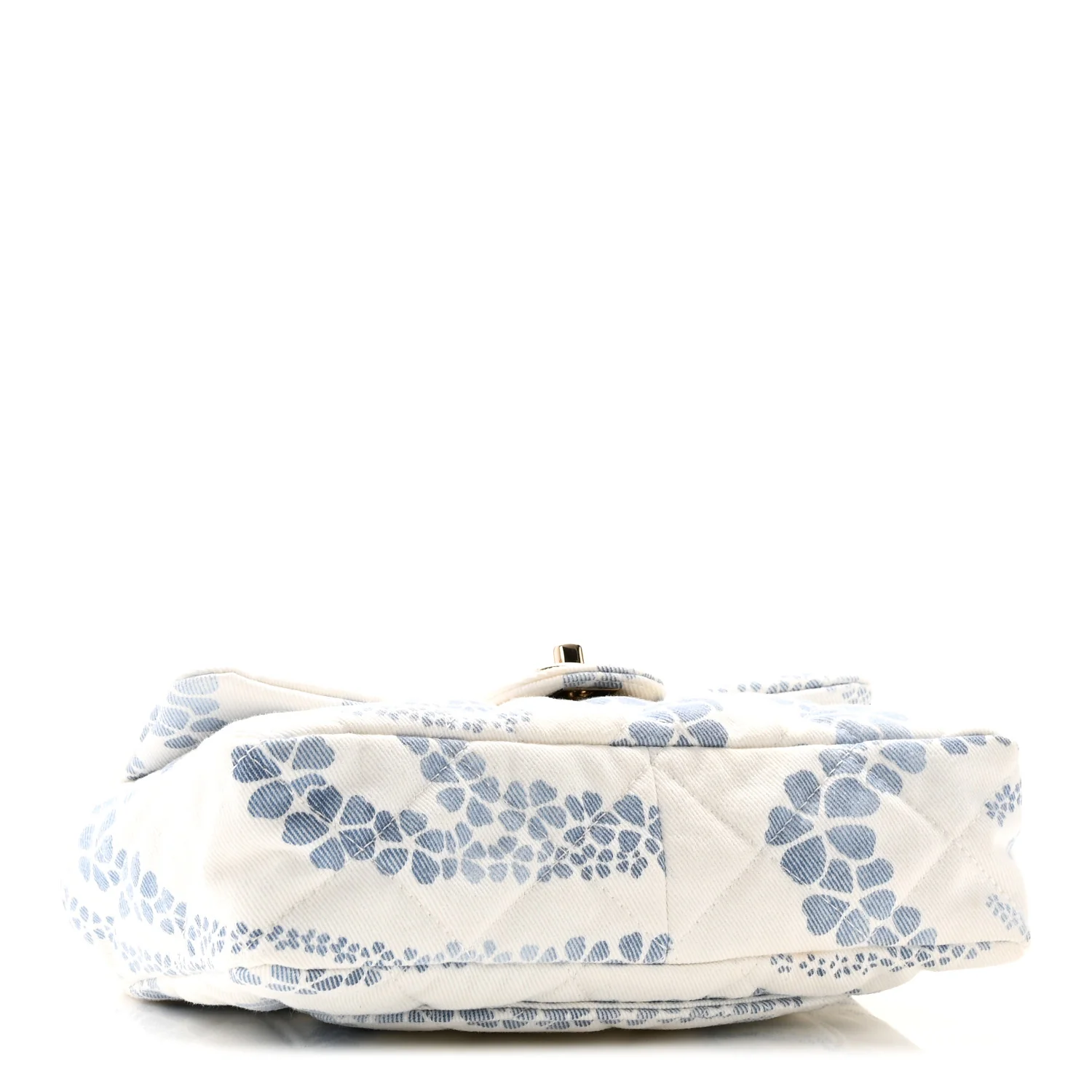Printed Denim Coco Beach Quilted Small Single Flap Light Blue White - Image 4