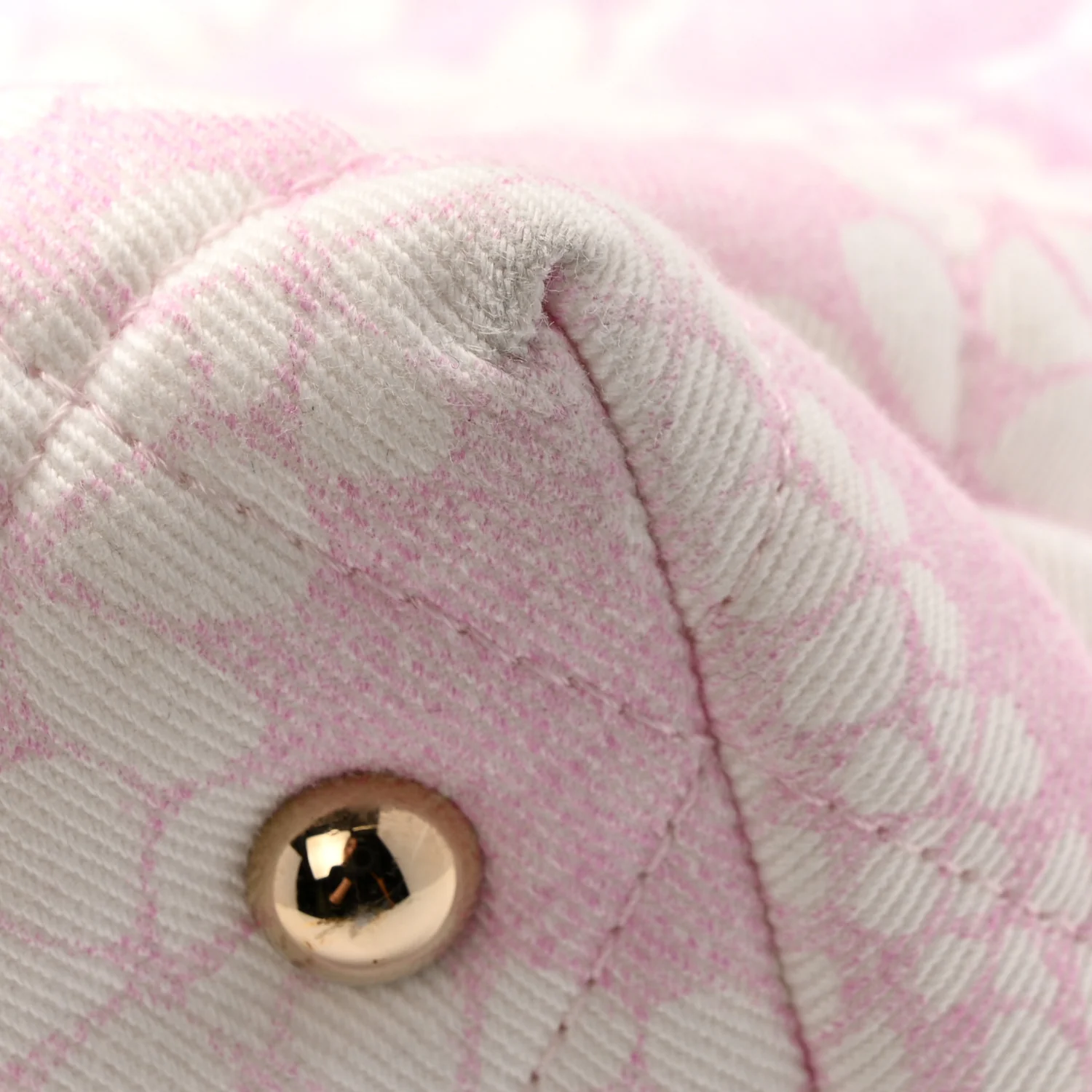 Printed Denim Quilted Coco Beach Shopping Tote Pink White - Image 12