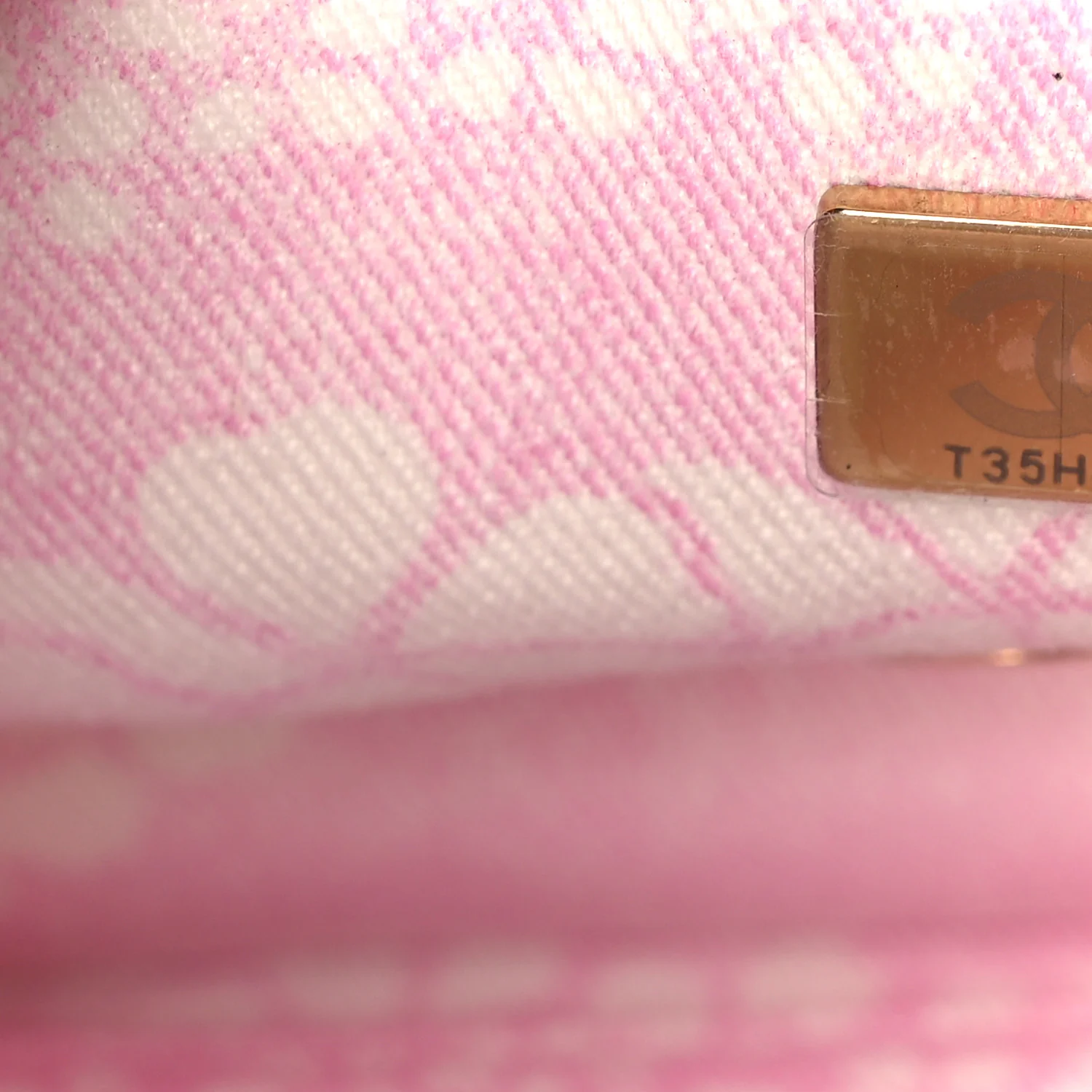Printed Denim Quilted Flap Bag Pink White - Image 8