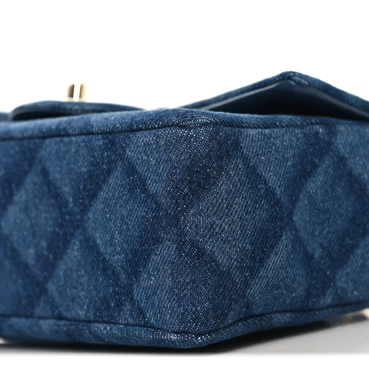Printed Denim Quilted Mini Rectangular Flap Dark Blue - Image 10