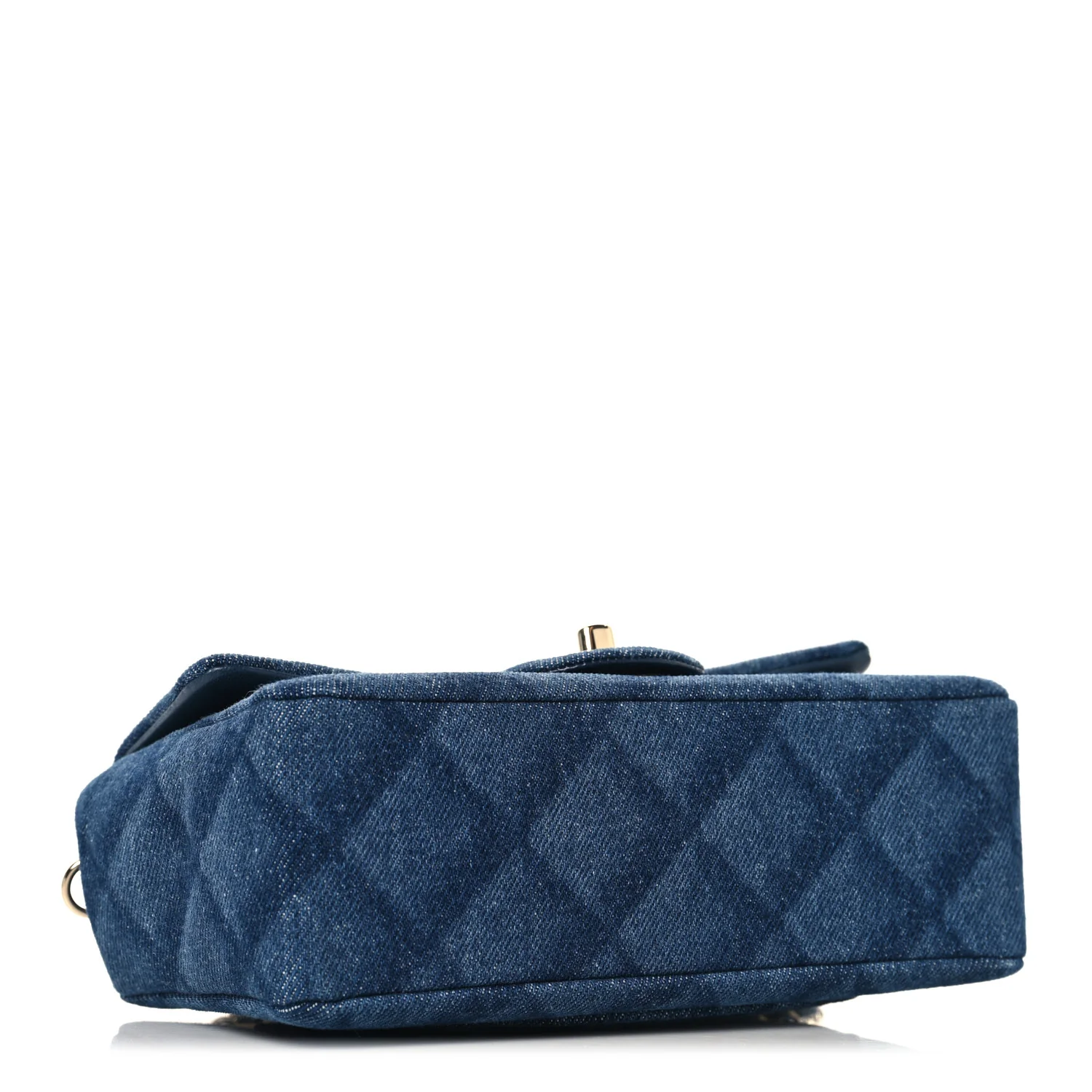 Printed Denim Quilted Mini Rectangular Flap Dark Blue - Image 4