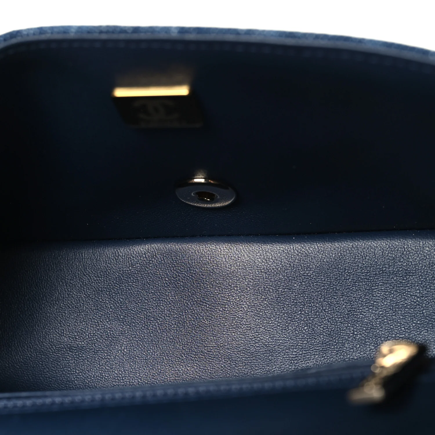 Printed Denim Quilted Mini Rectangular Flap Dark Blue - Image 5
