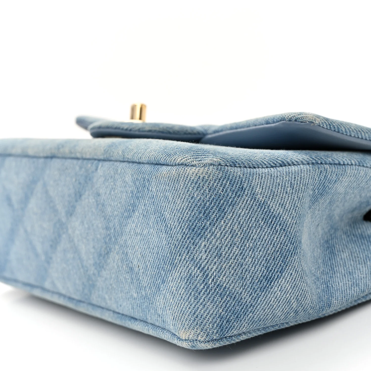 Printed Denim Quilted Mini Rectangular Flap Light Blue - Image 10