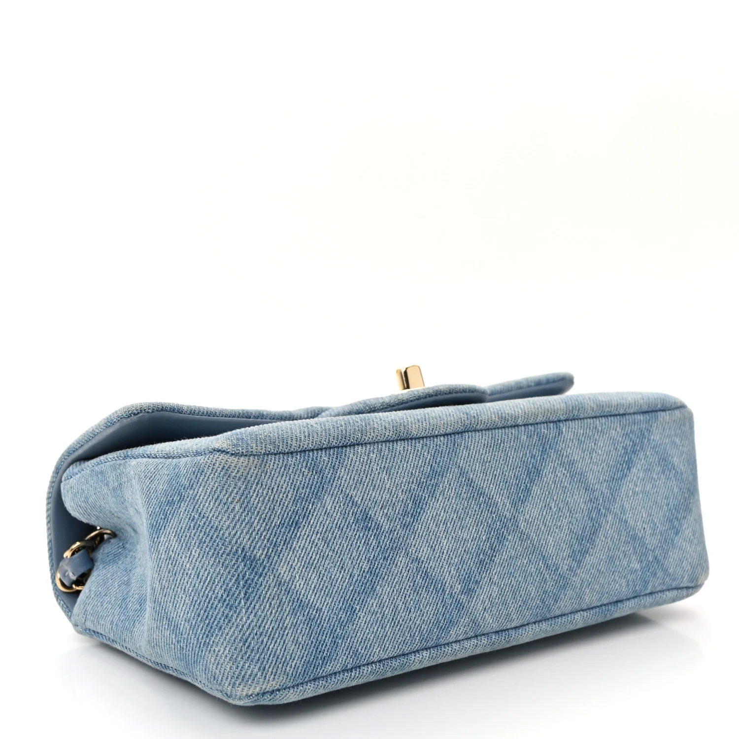 Printed Denim Quilted Mini Rectangular Flap Light Blue - Image 4