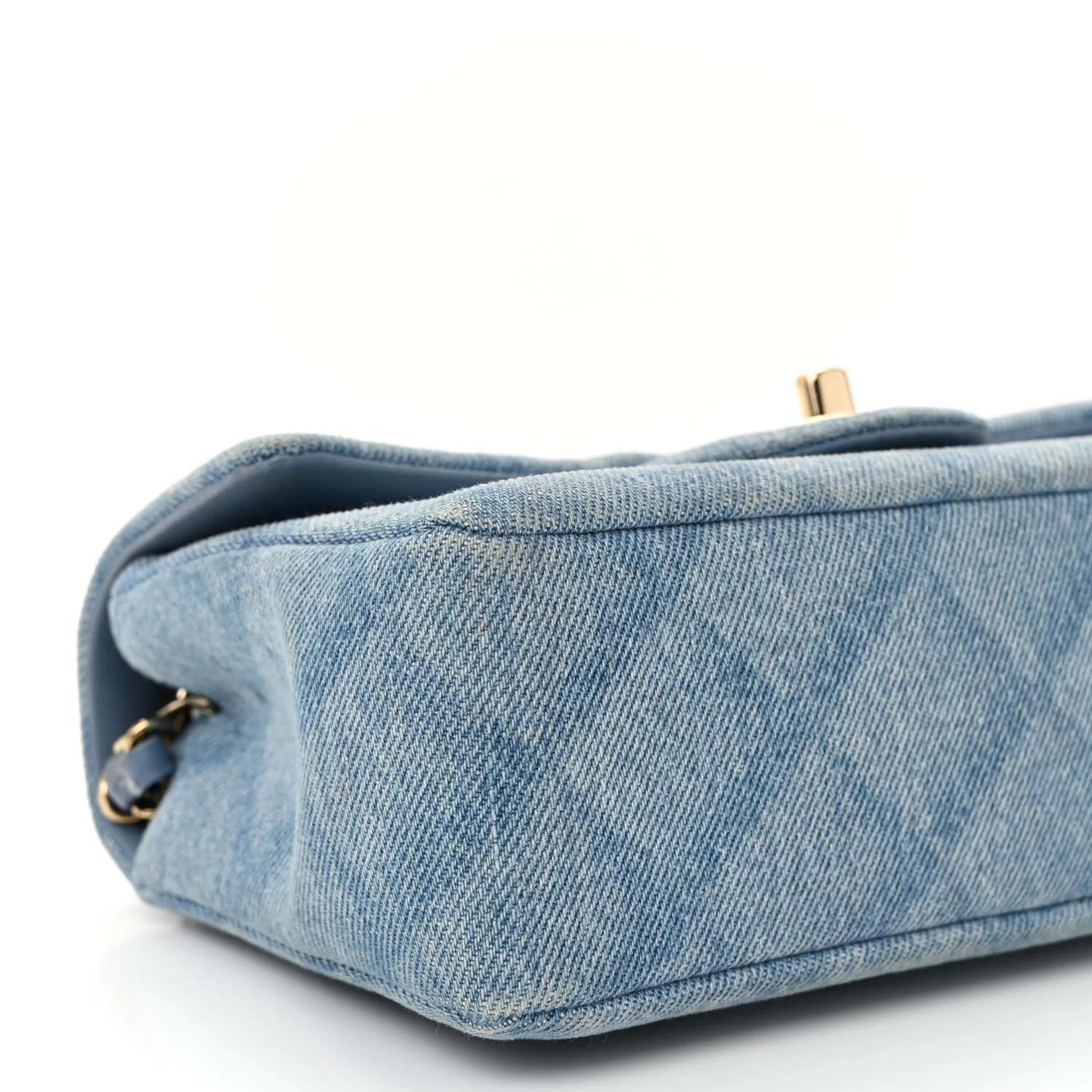Printed Denim Quilted Mini Rectangular Flap Light Blue - Image 9