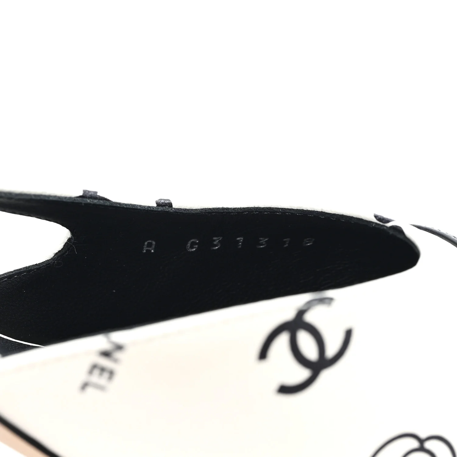 Printed Lambskin Cap Toe CC Slingback Pumps 38 Black White - Image 9