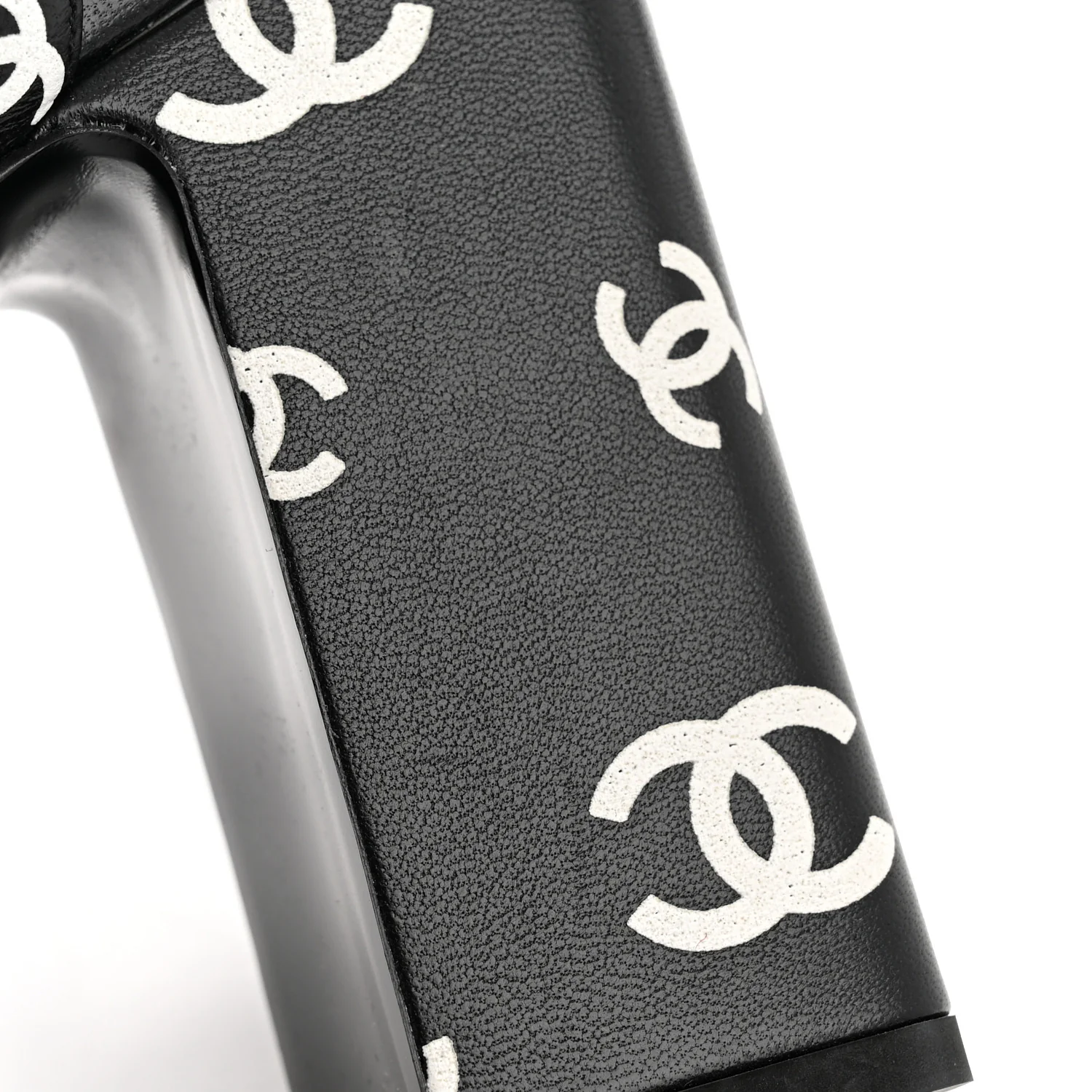 Printed Lambskin CC Platform Sandals 37 Black White - Image 10