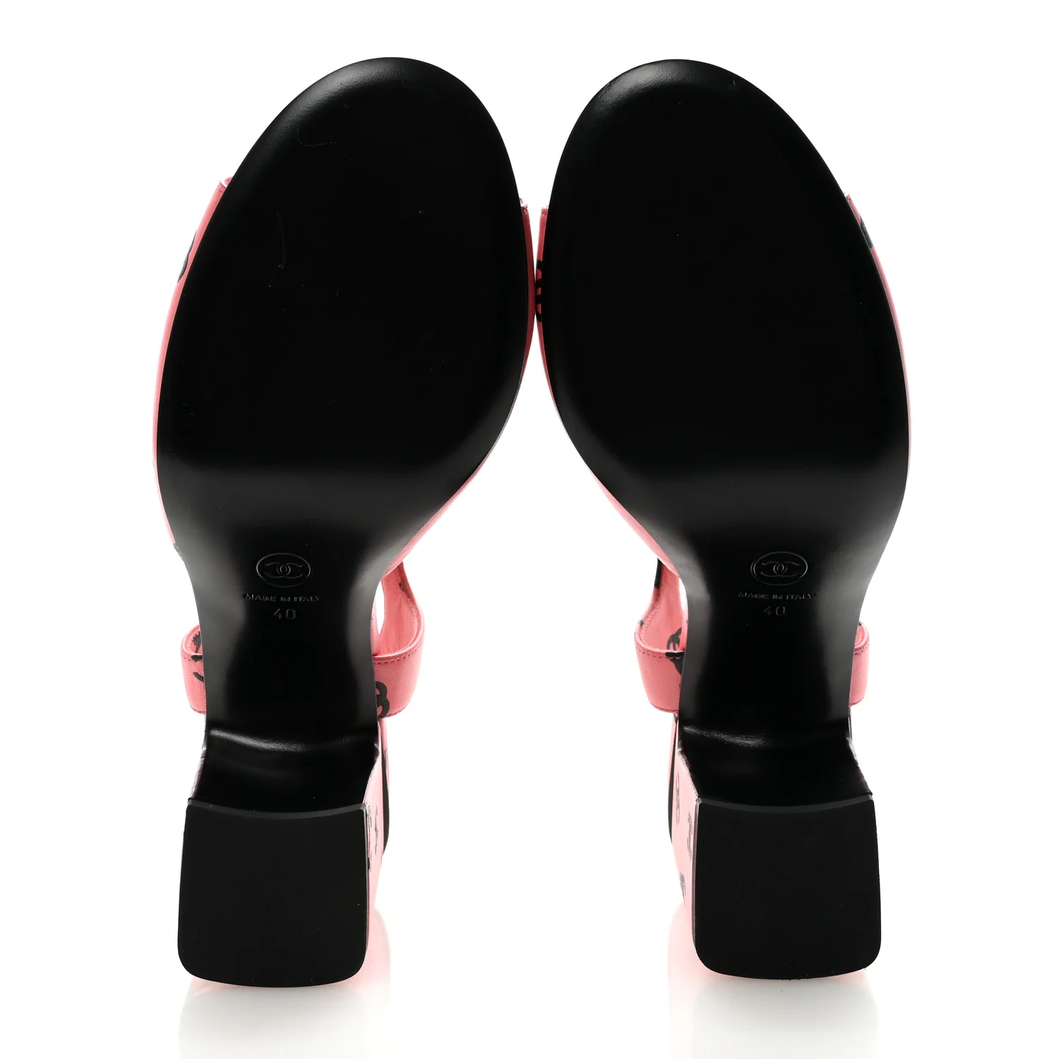 Printed Lambskin Coco Beach Sandals 40 Pink Black - Image 6