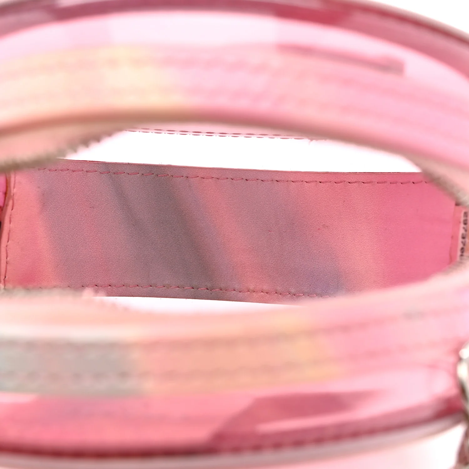 PVC Lambskin Filigree Round Clutch With Chain Pink - Image 5