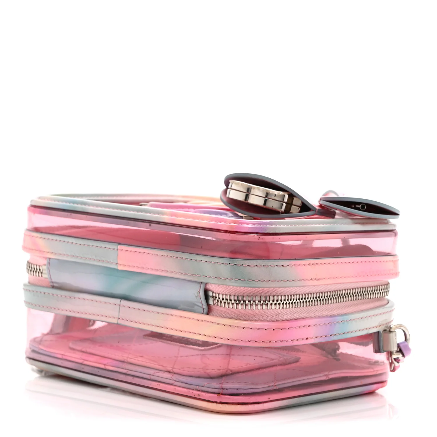 PVC Lambskin Filigree Small CC Filigree Vanity Case Pink Multicolor - Image 10