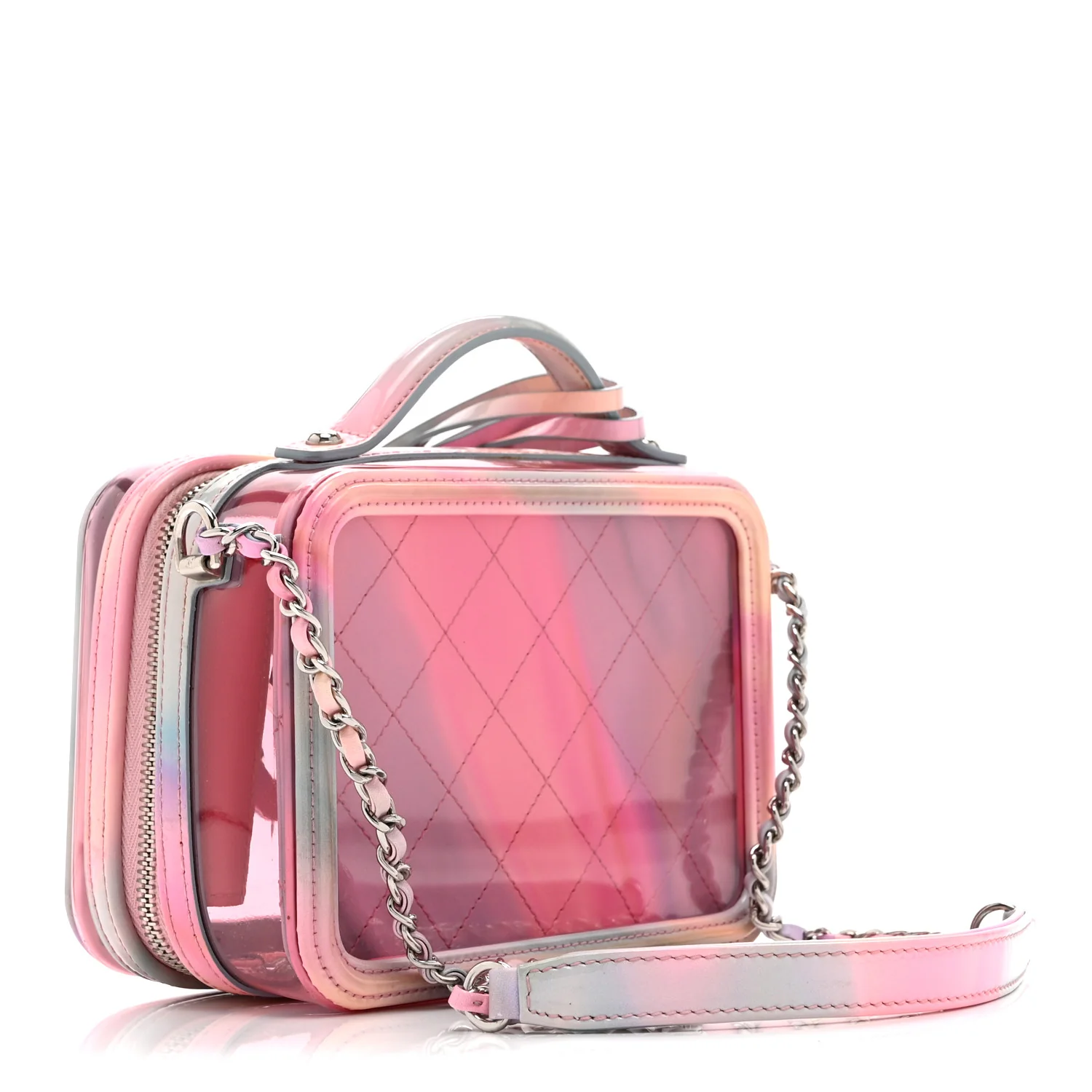 PVC Lambskin Filigree Small CC Filigree Vanity Case Pink Multicolor - Image 3