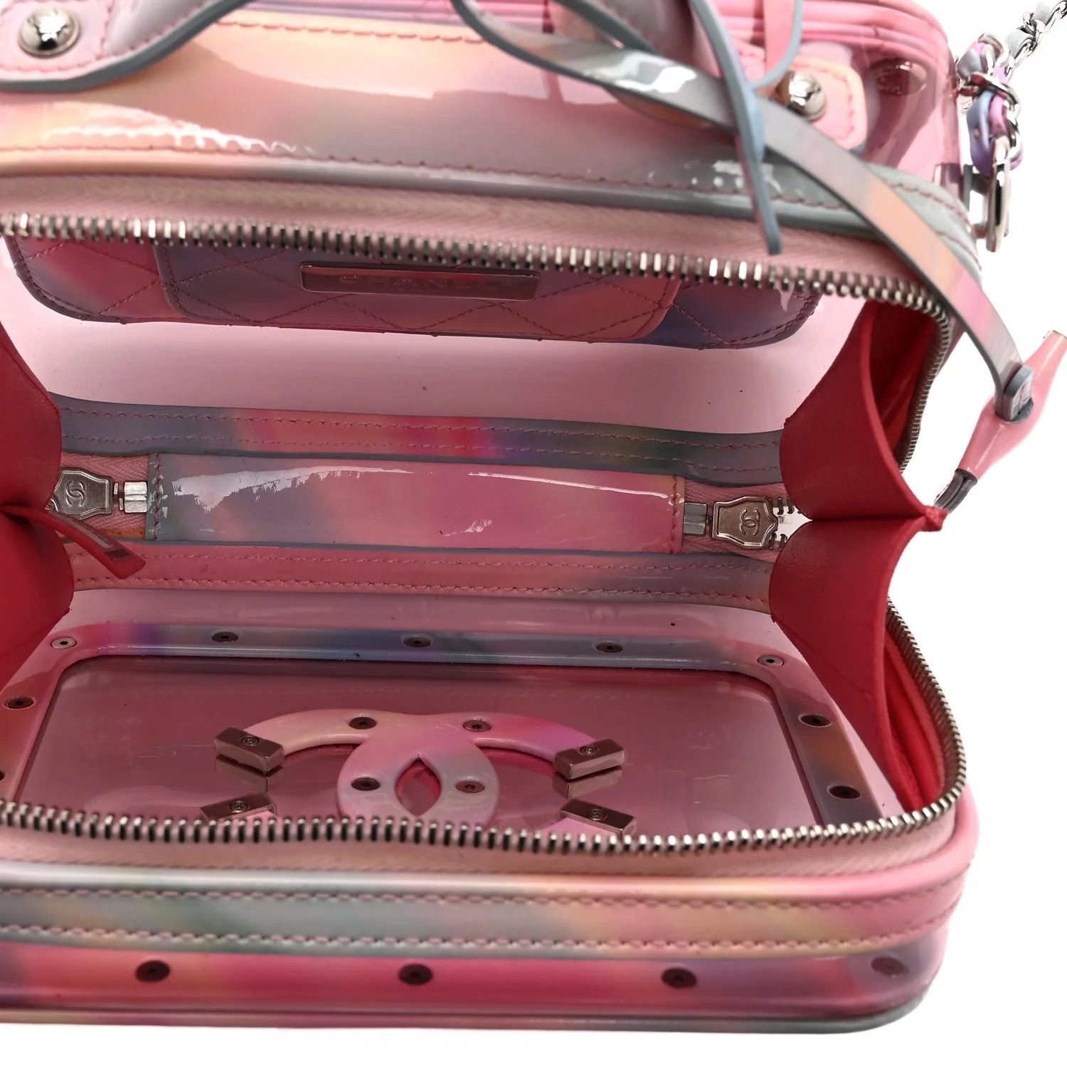 PVC Lambskin Filigree Small CC Filigree Vanity Case Pink Multicolor - Image 5
