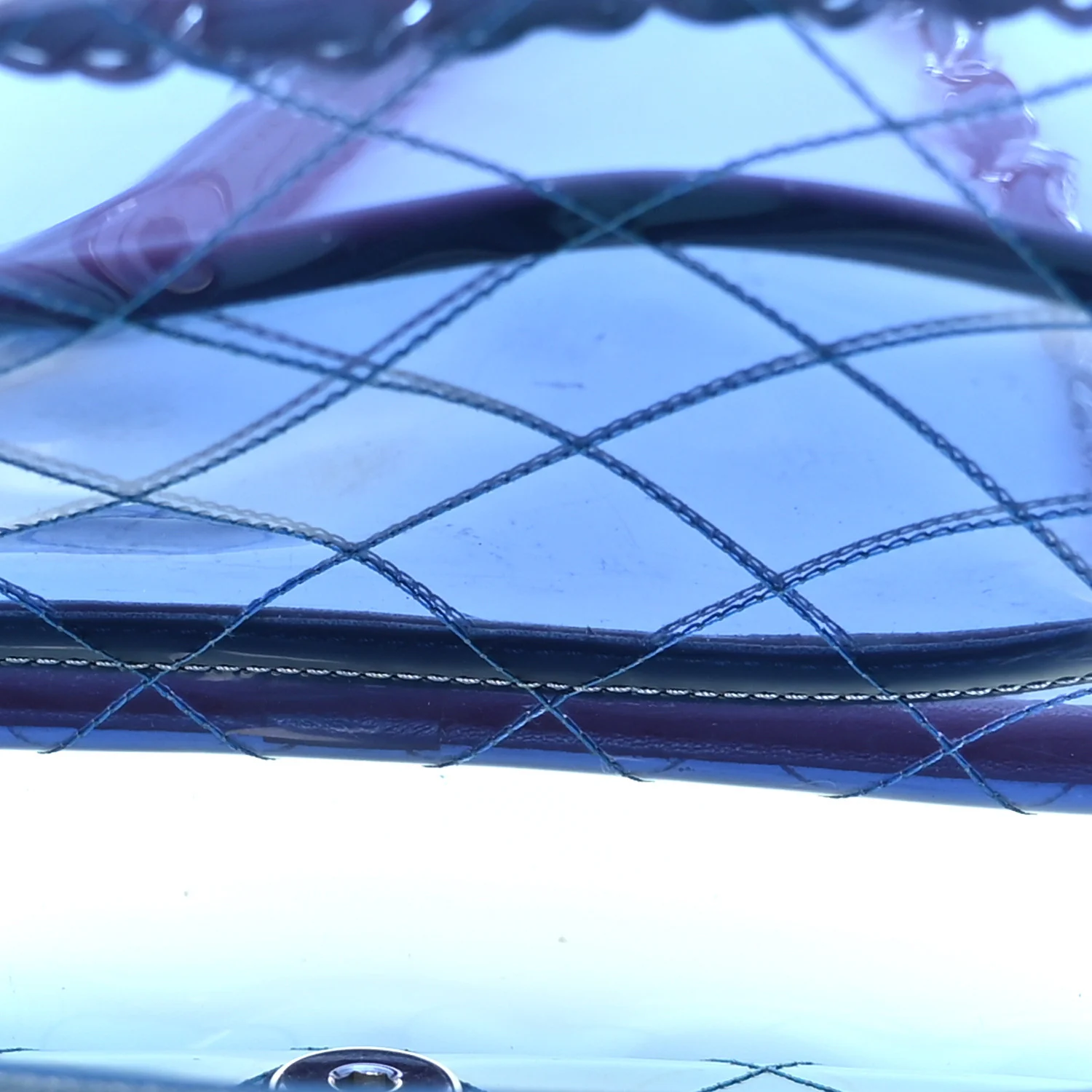 PVC Lambskin Stitched Medium Coco Splash Flap Blue - Image 5