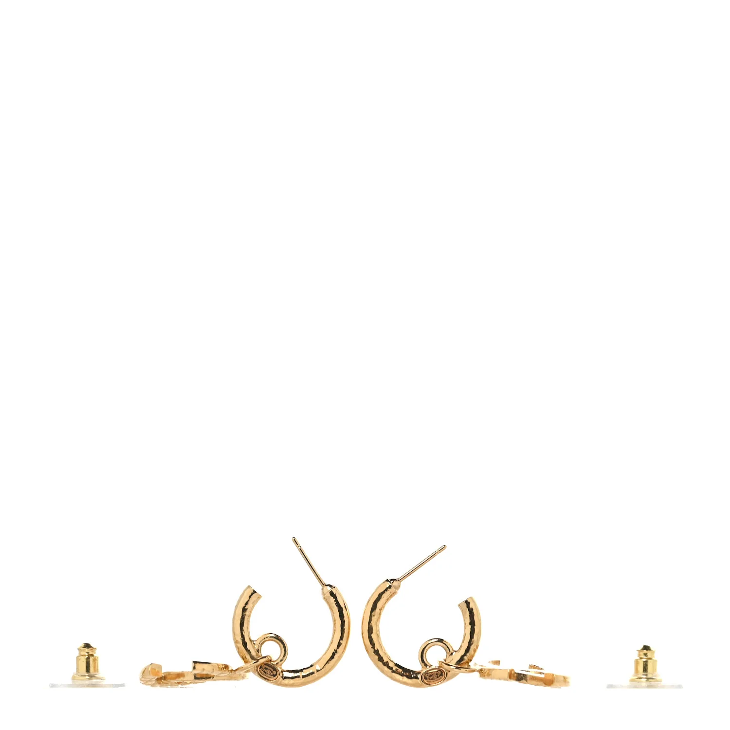 Quilted CC Logo Hoop Earrings Gold - Image 4