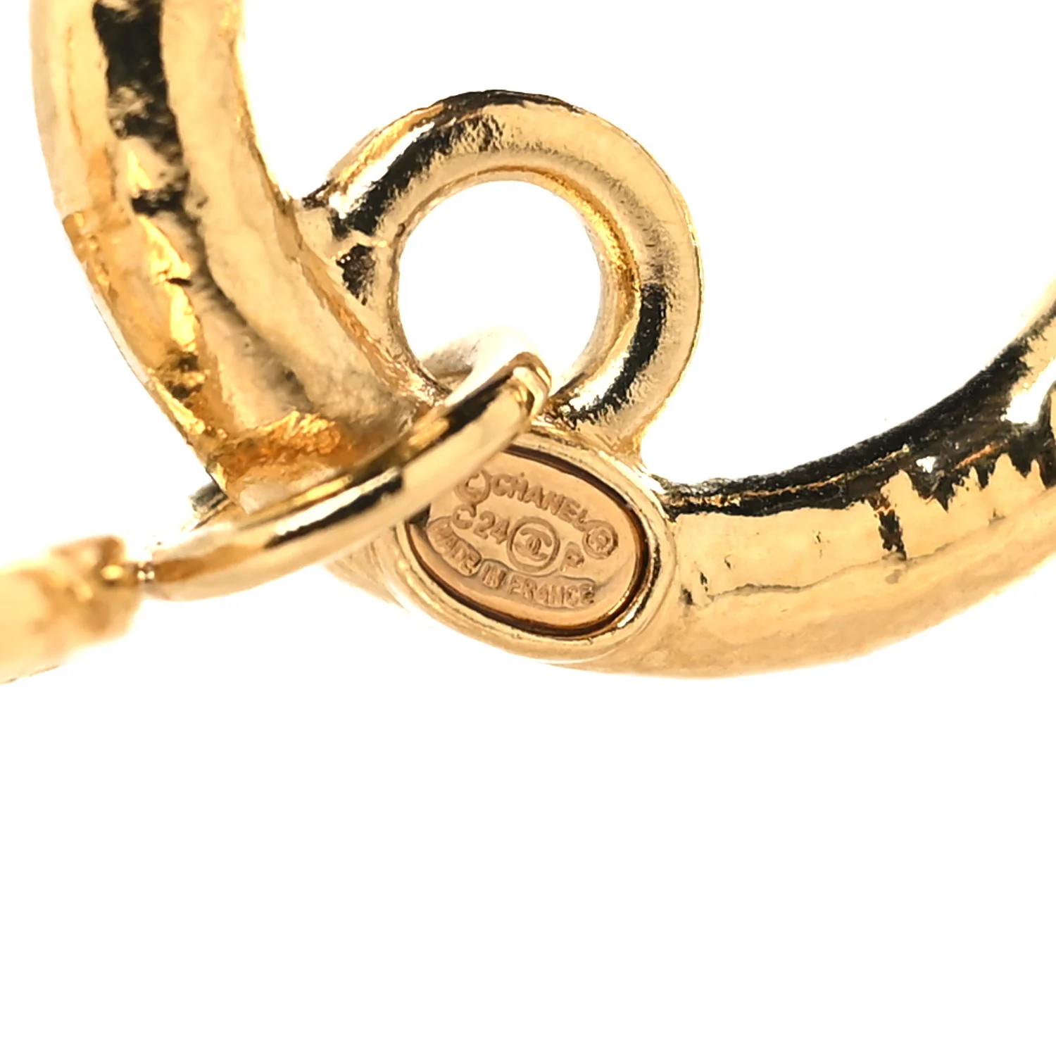 Quilted CC Logo Hoop Earrings Gold - Image 6