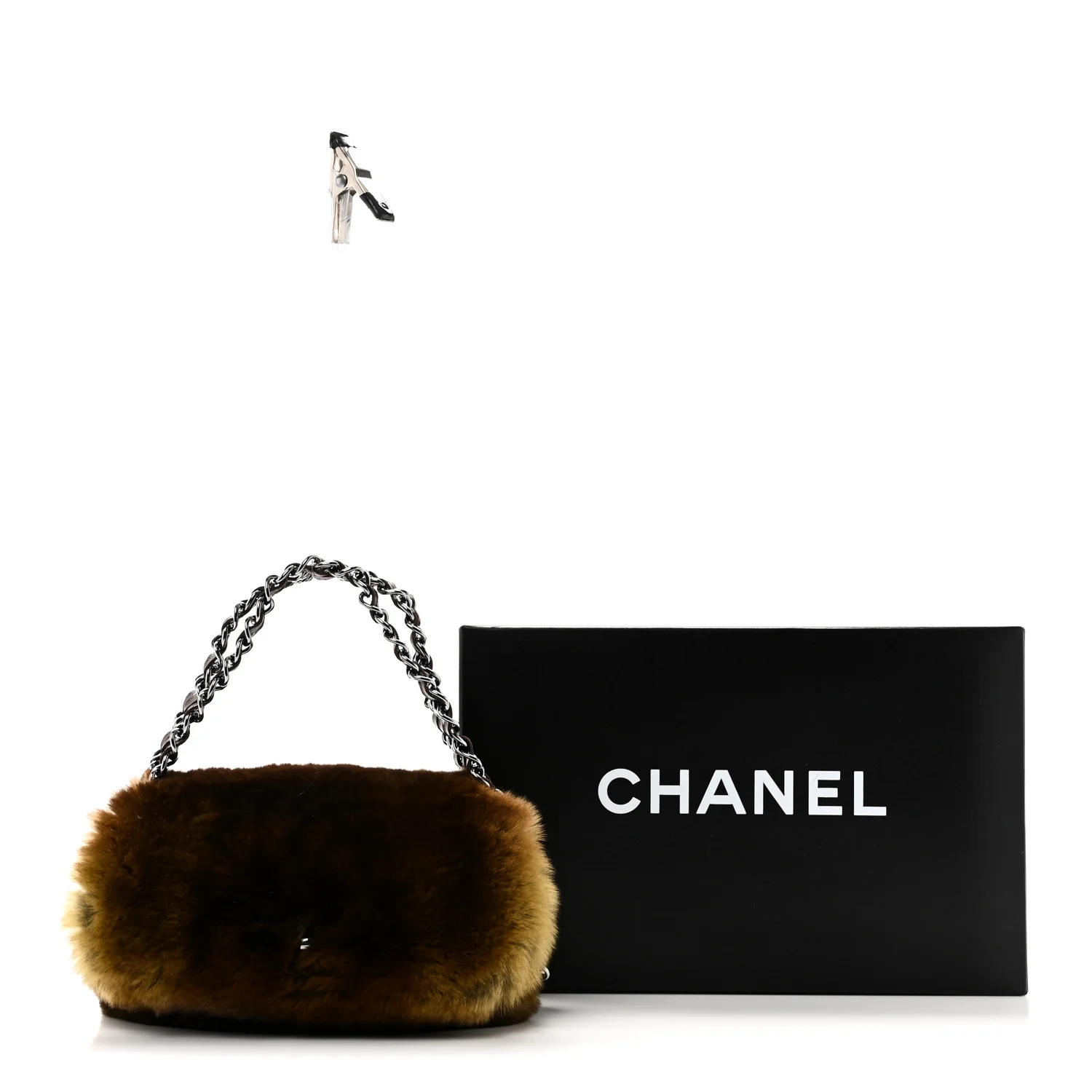 Rabbit Fur Chain Flap Brown - Image 11