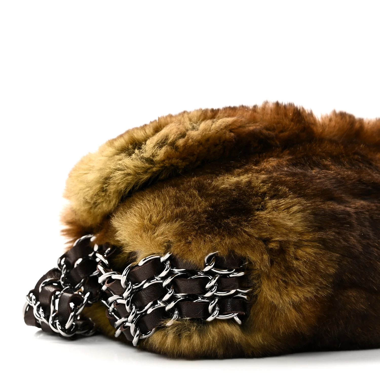 Rabbit Fur Chain Flap Brown - Image 9