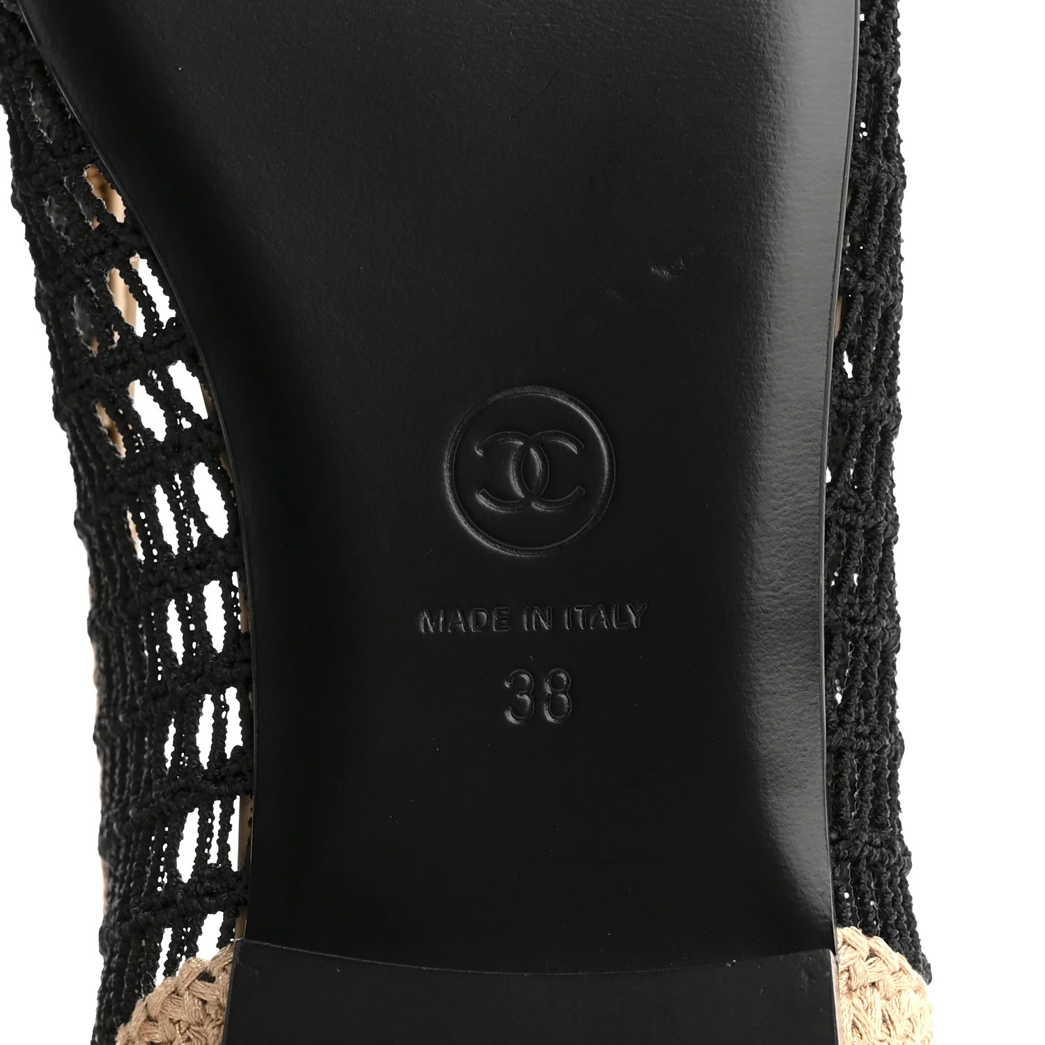 Raffia Cap Toe Ballerina Flats 38 Black Beige - Image 8