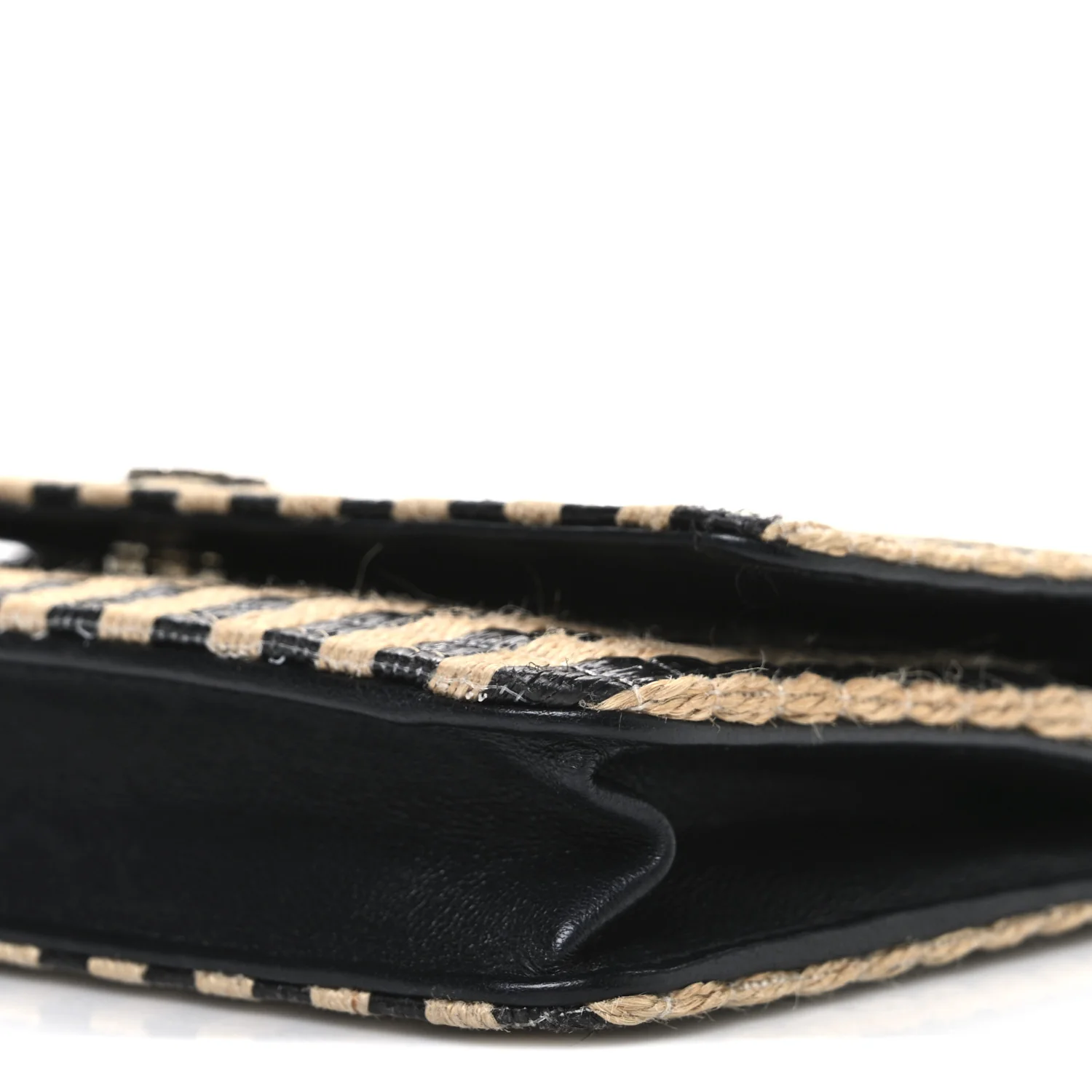 Raffia Jute Striped Urban Jungle Wallet On Chain WOC Black Beige - Image 11