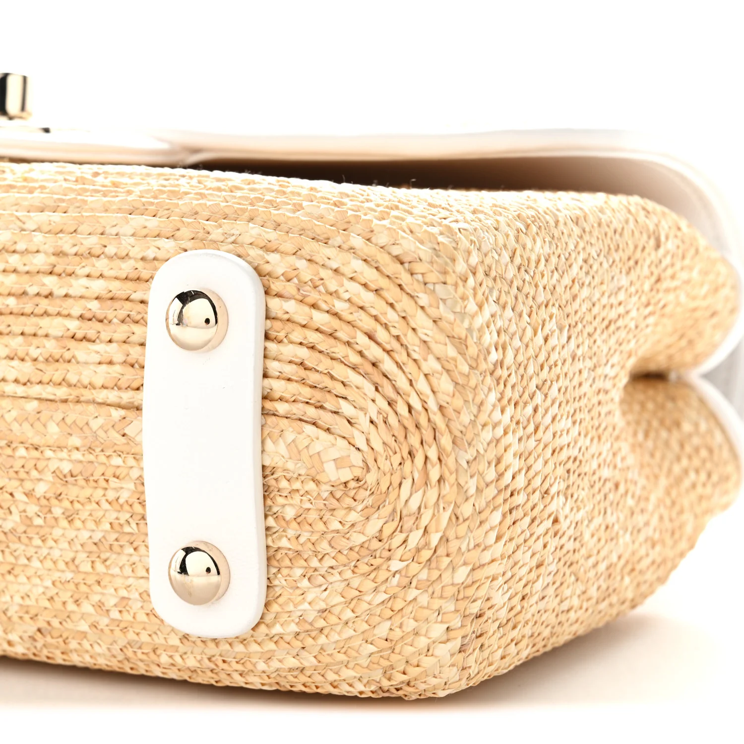 Raffia Lambskin Small Flap Bag Beige White - Image 10