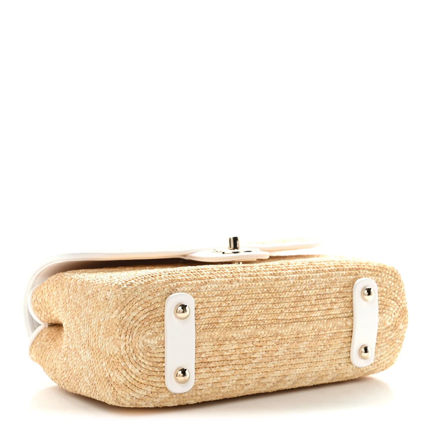 Raffia Lambskin Small Flap Bag Beige White - Image 4