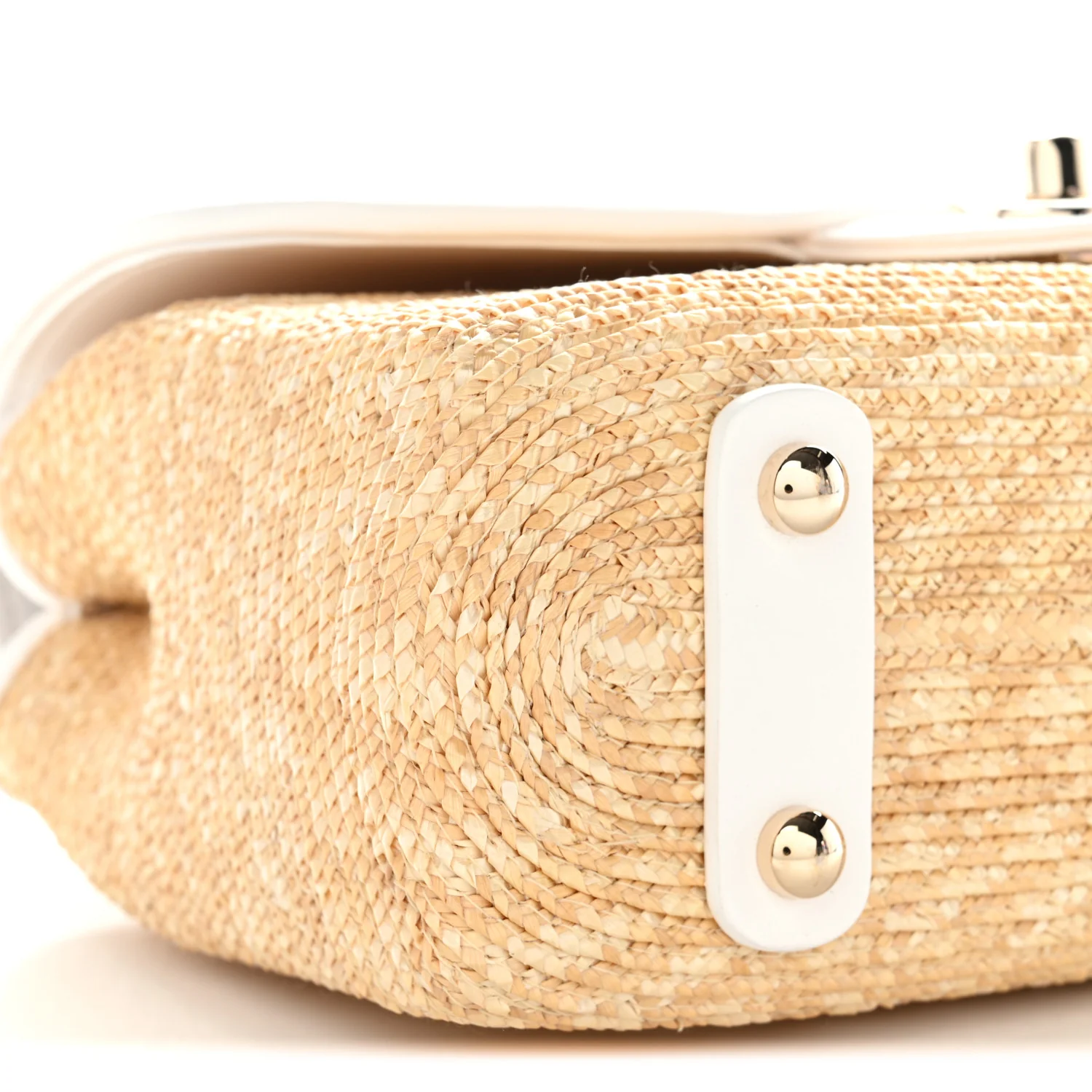Raffia Lambskin Small Flap Bag Beige White - Image 9