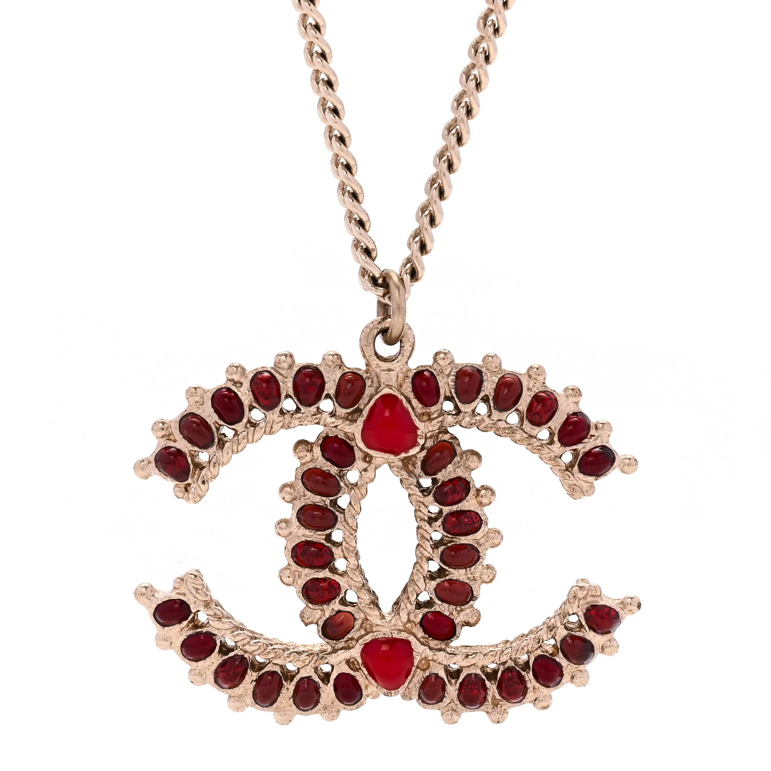 Resin CC Necklace Gold Red Burgundy - Image 4