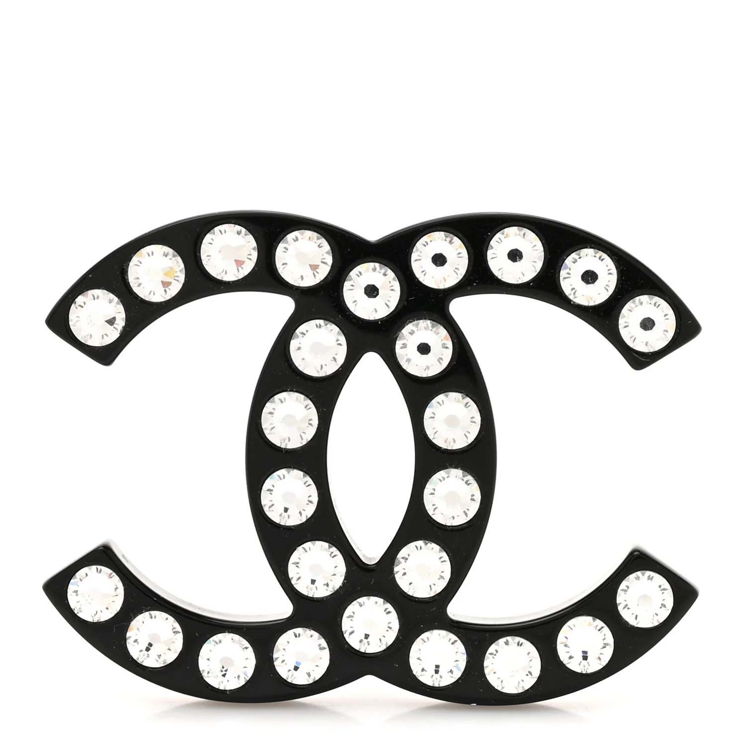 Resin Crystal CC Brooch Black