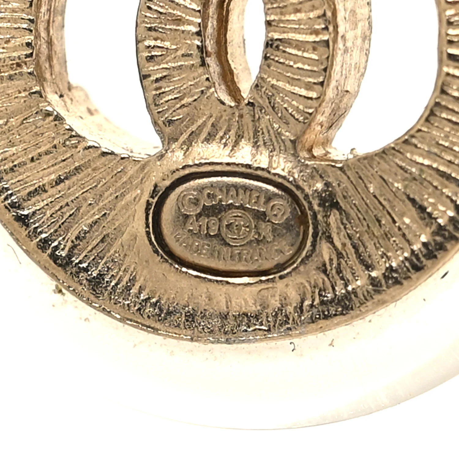 Resin Crystal CC Button Earrings Gold - Image 6