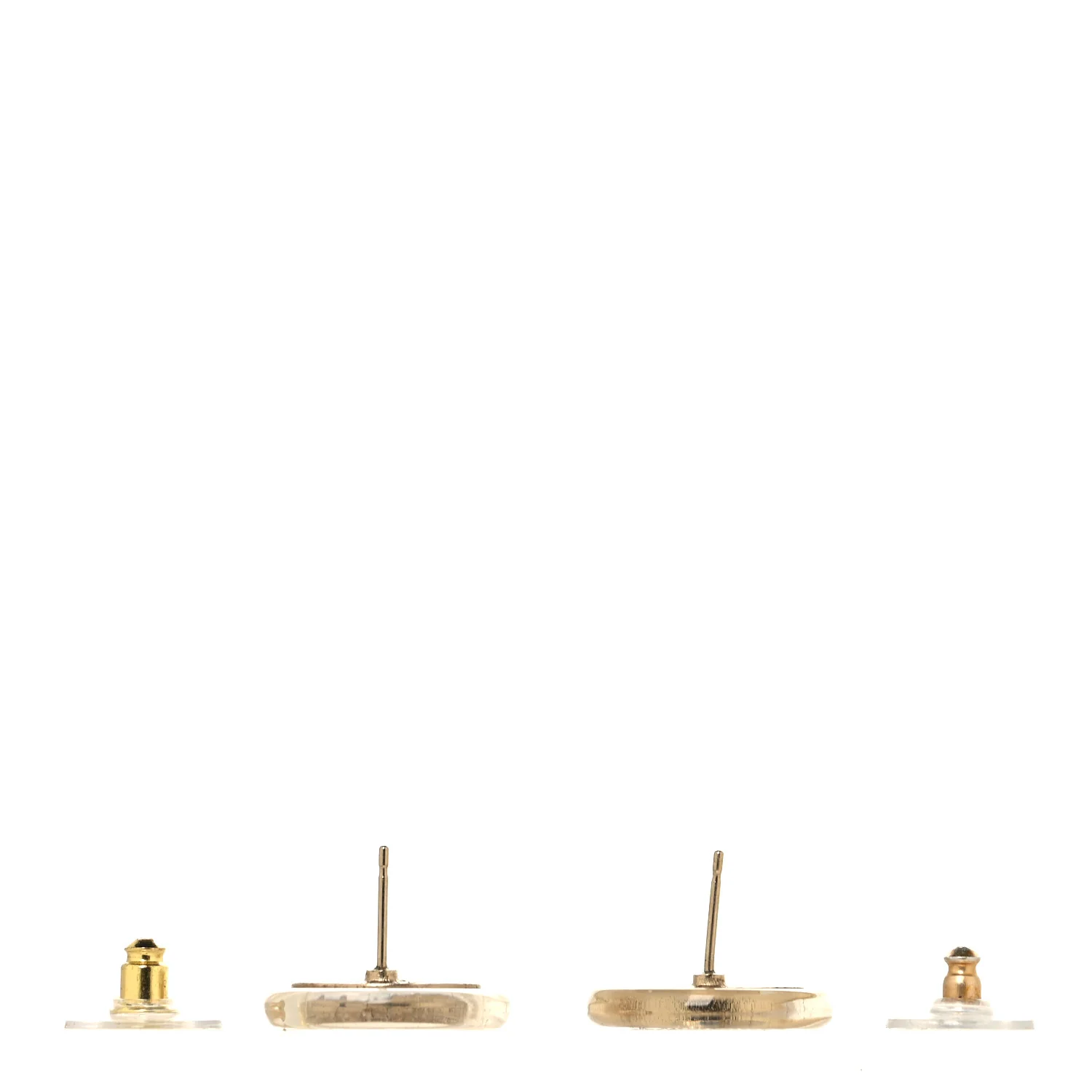 Resin Crystal CC Button Earrings Gold - Image 7