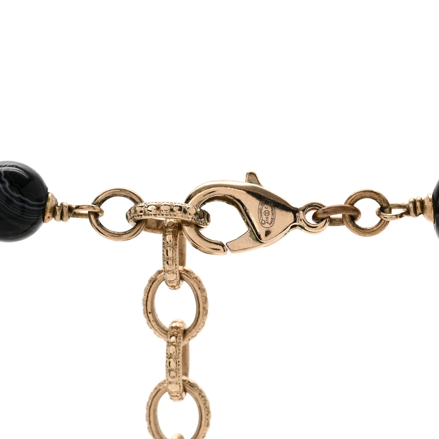 Resin Glass CC Beaded Charms Long Necklace Gold Black - Image 5
