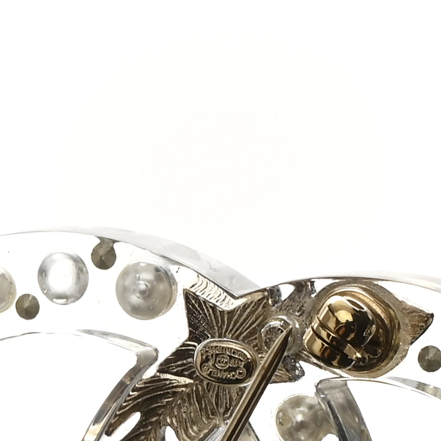 Resin Pearl Crystal CC Brooch Transparent Gold - Image 3