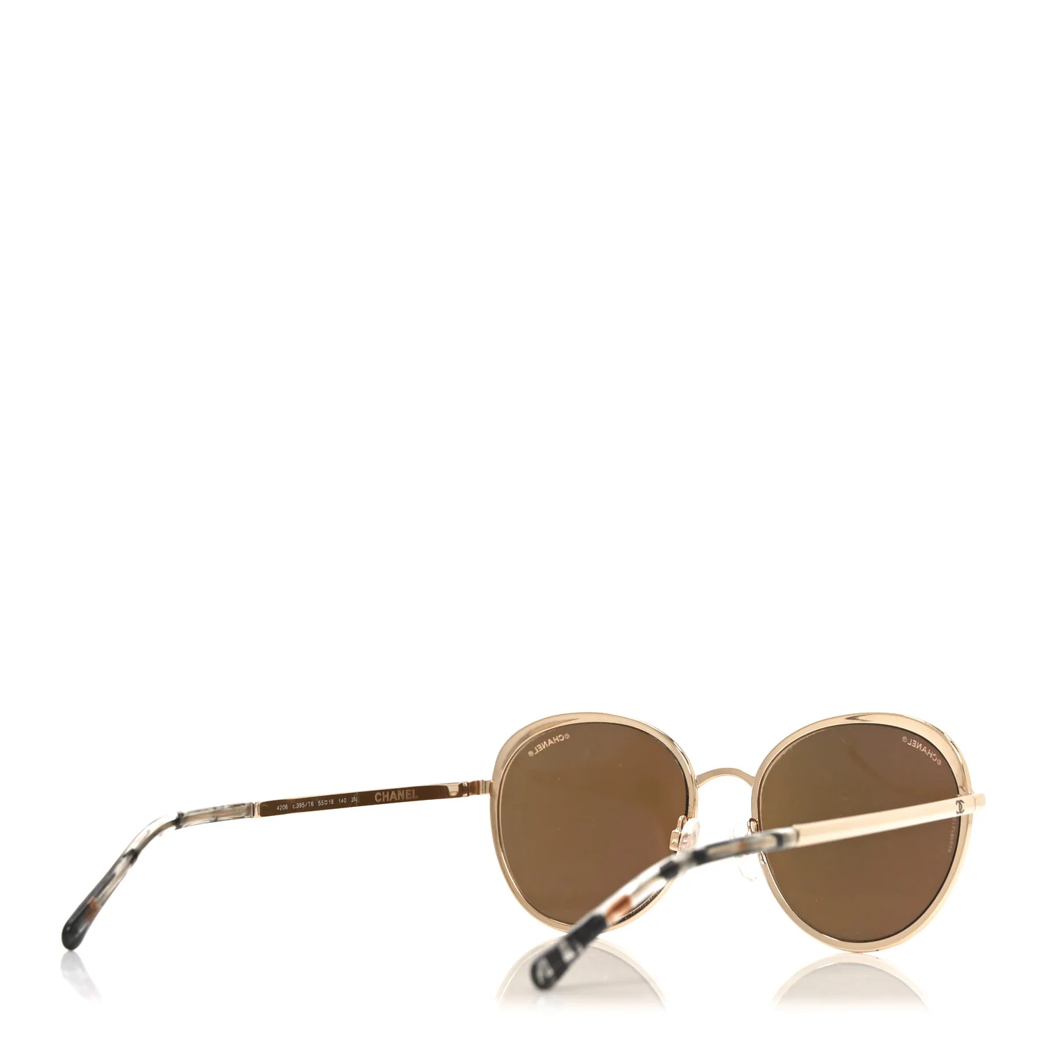 Round Mirror Sunglasses 4206 Gold - Image 4