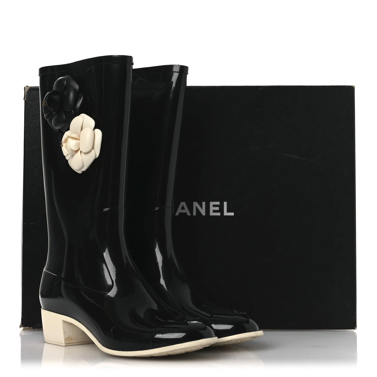 Rubber Camellia Rain Boots 40 Black - Image 11