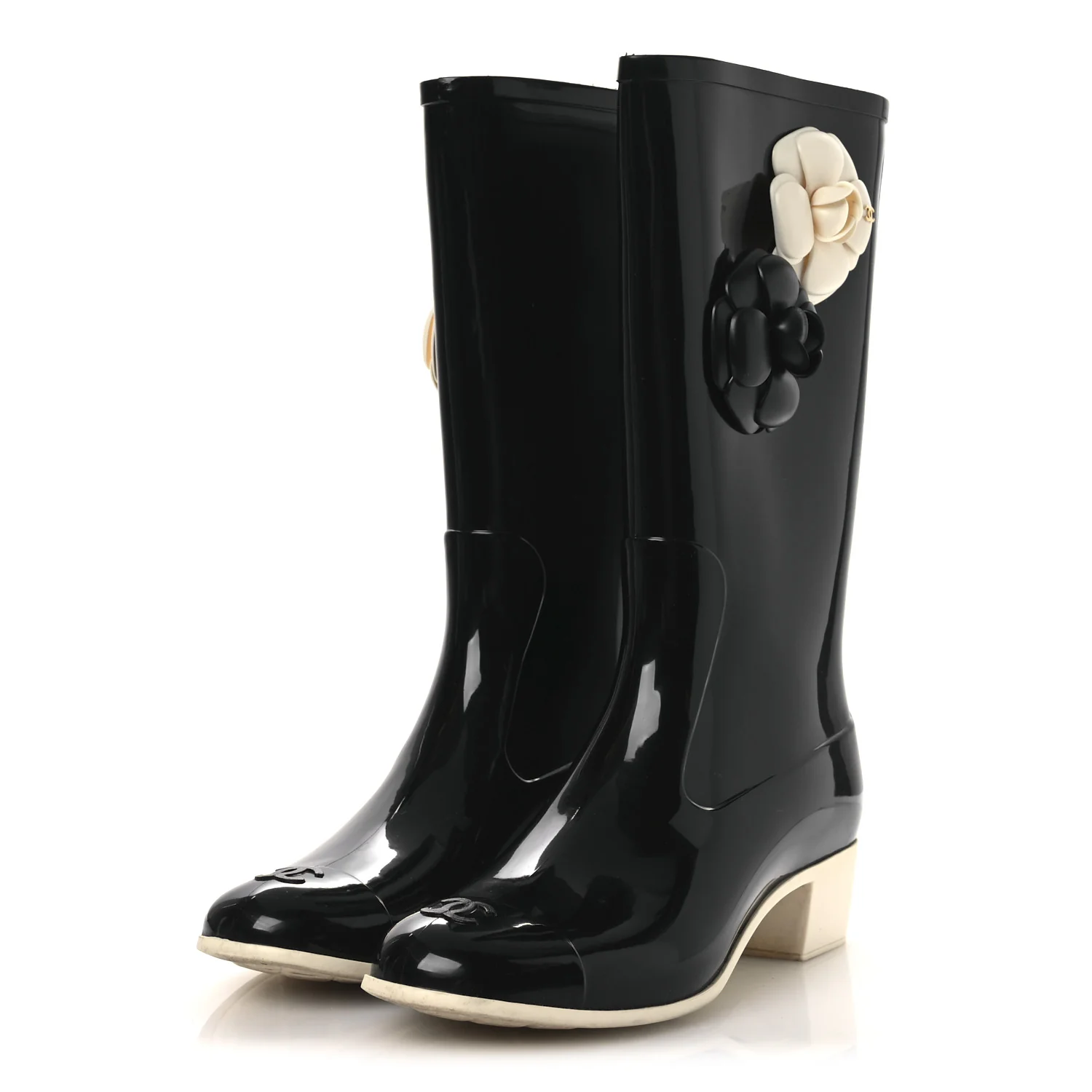 Rubber Camellia Rain Boots 40 Black - Image 4