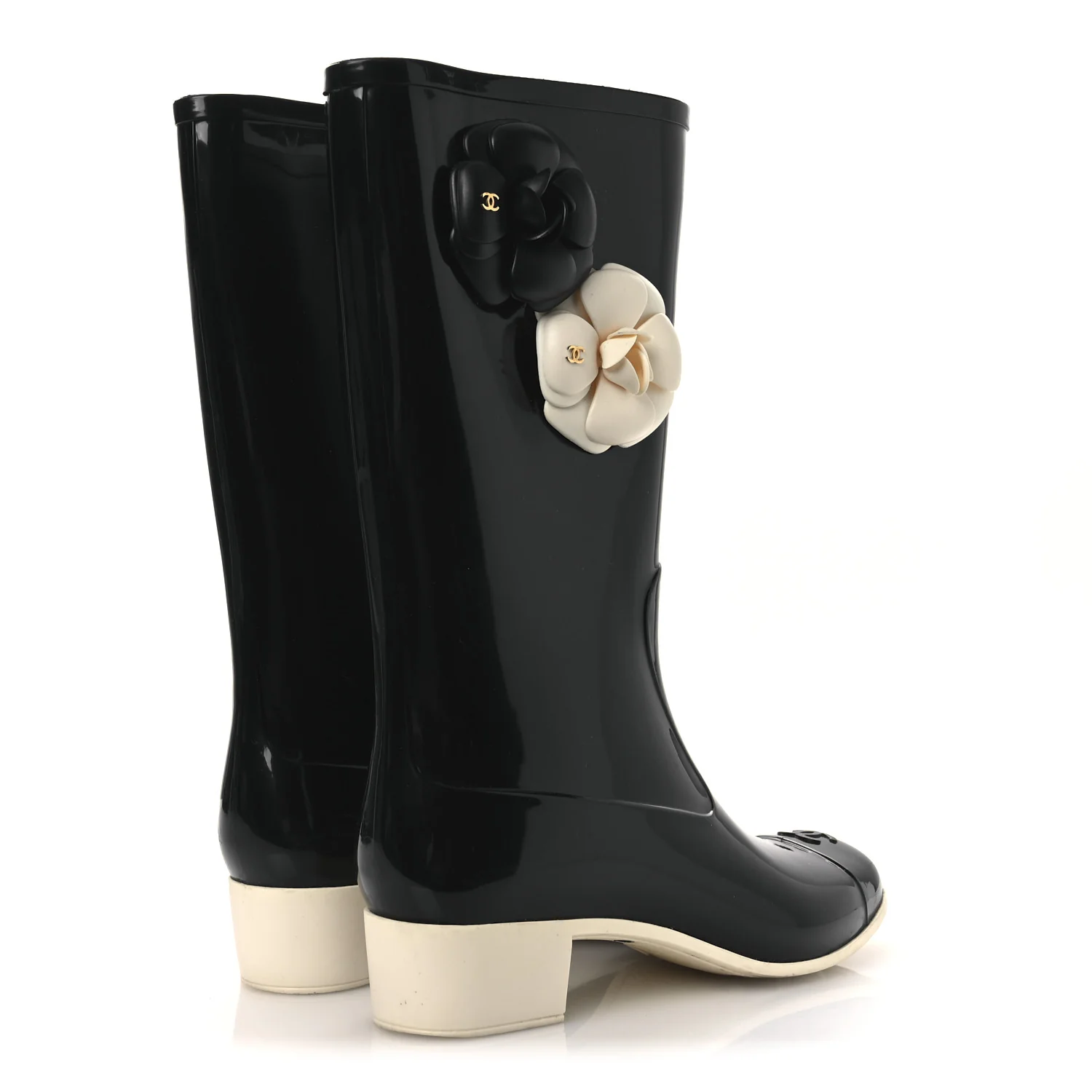 Rubber Camellia Rain Boots 40 Black - Image 5