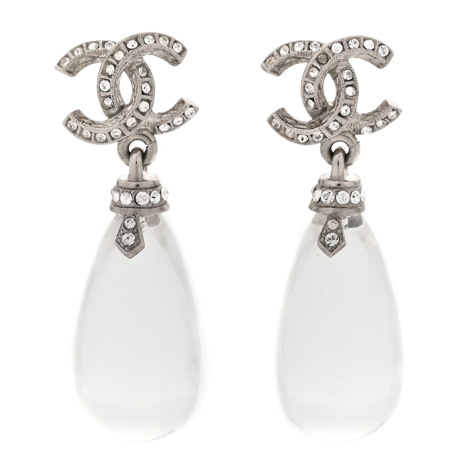 Ruthenium Crystal CC Drop Earrings Silver