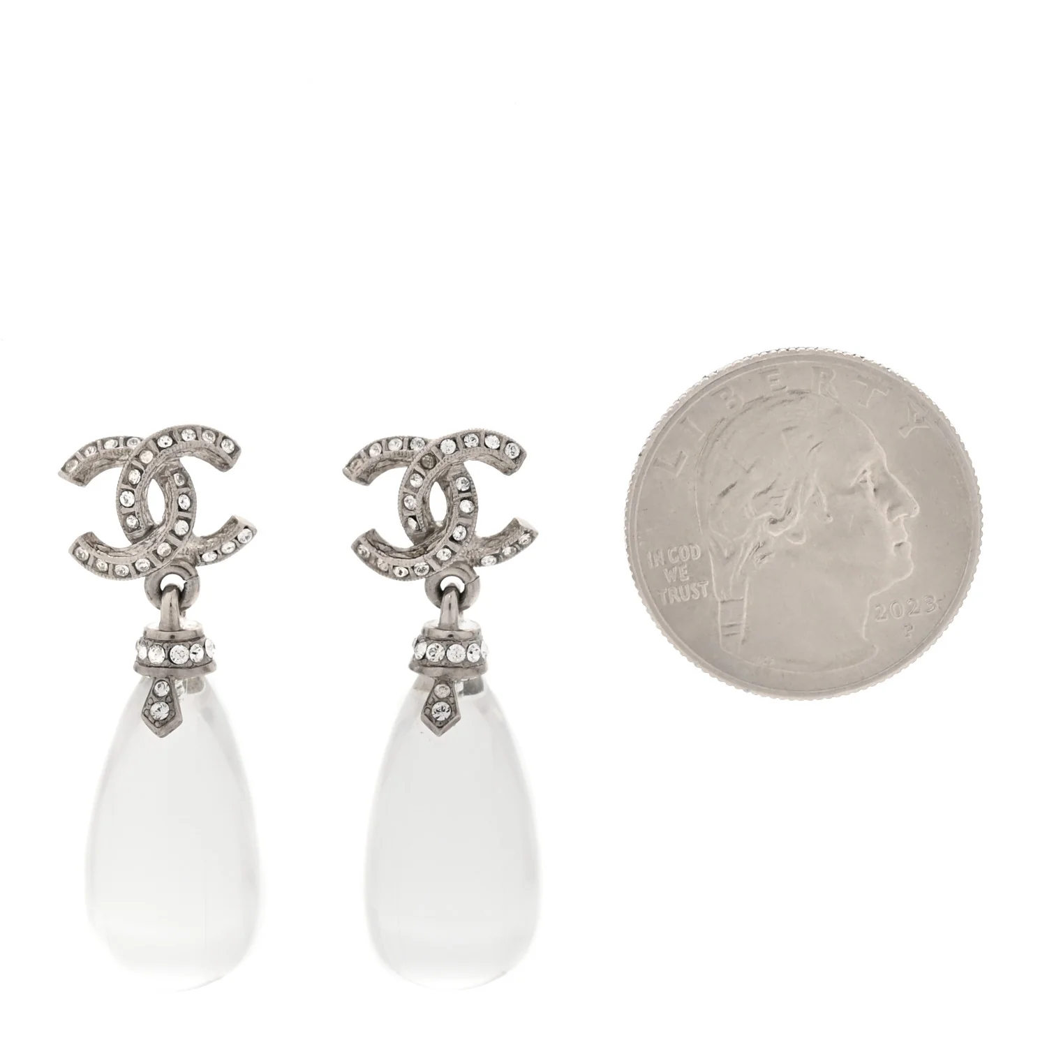 Ruthenium Crystal CC Drop Earrings Silver - Image 2