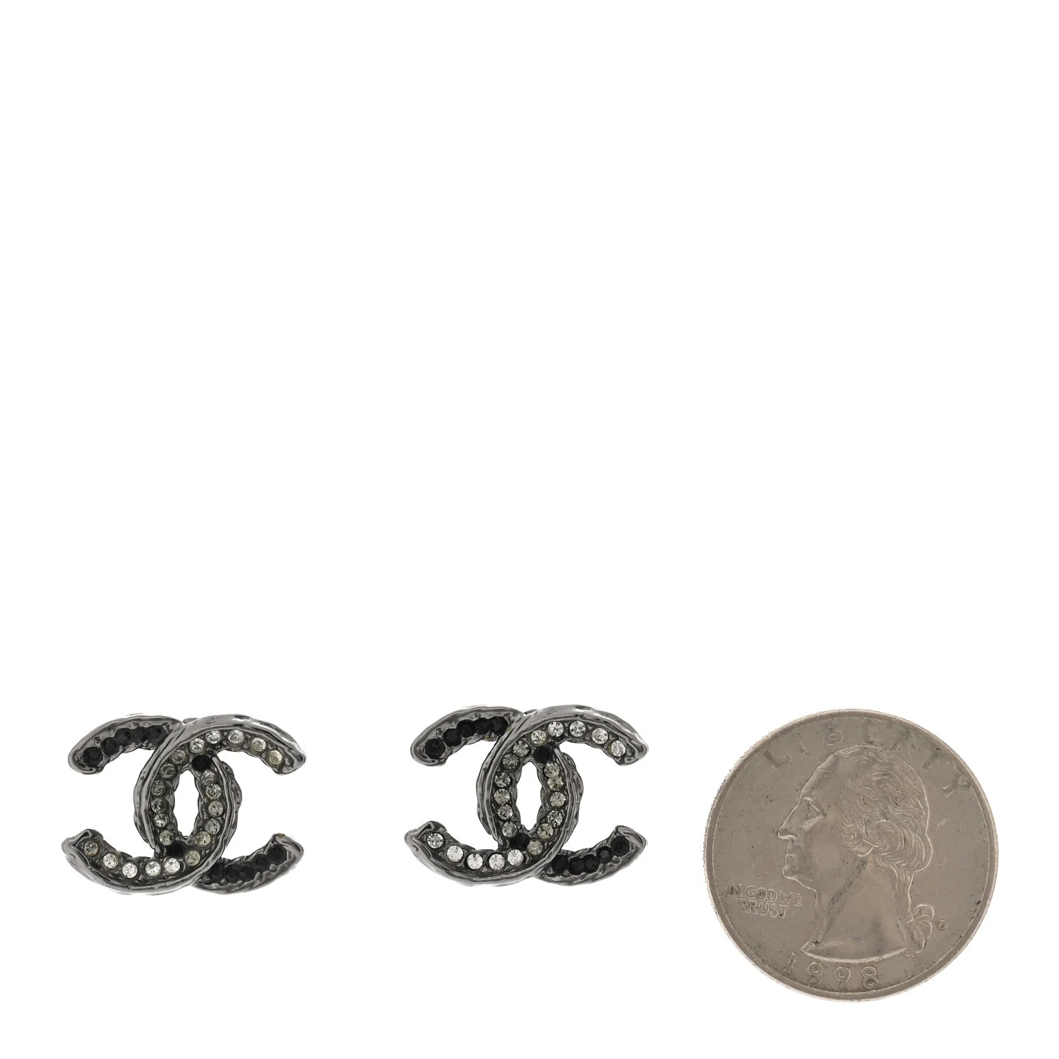 Ruthenium Crystal CC Earrings Black - Image 2