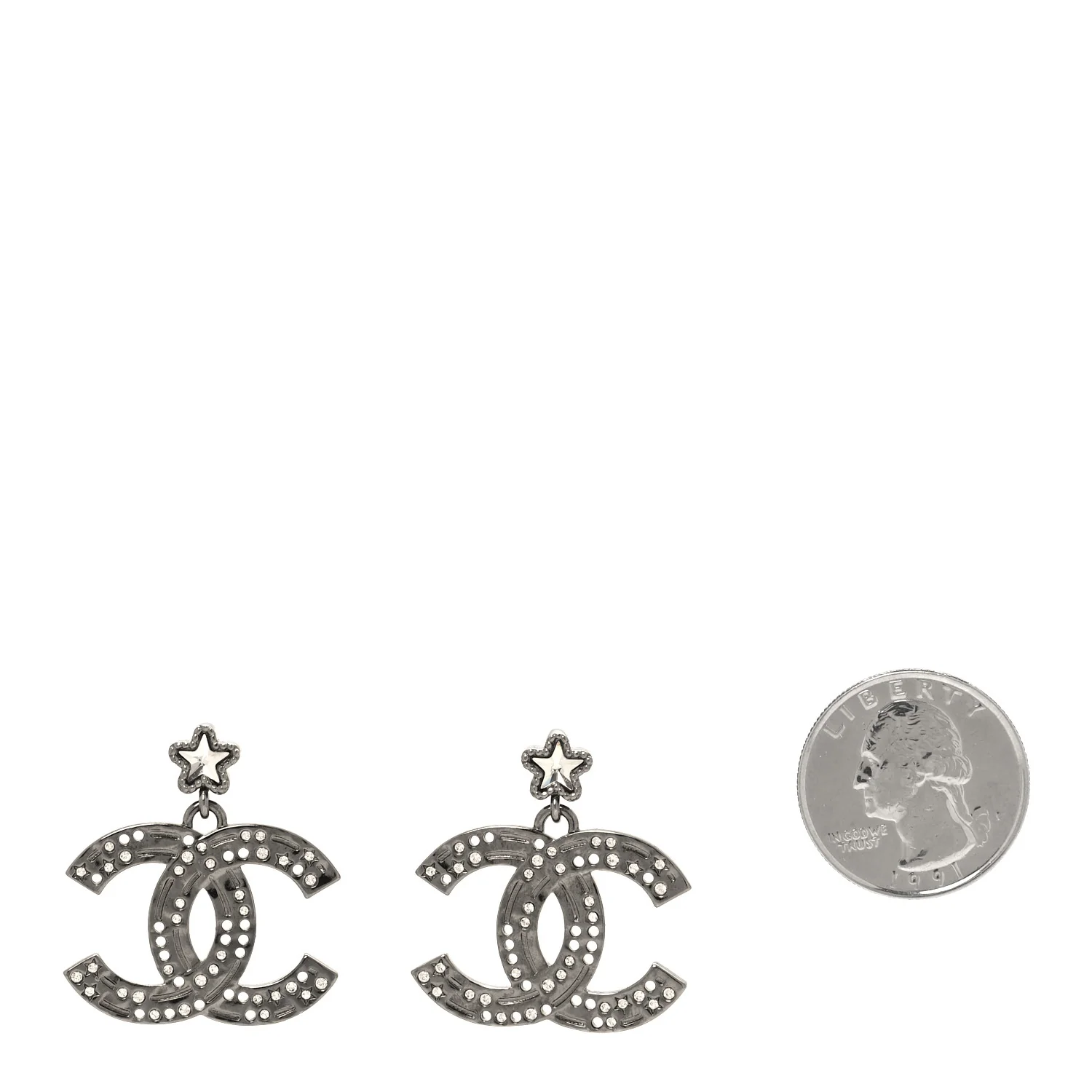 Ruthenium Crystal Star CC Drop Earrings - Image 2