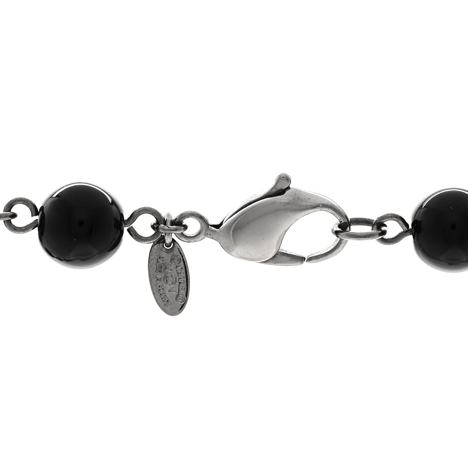 Ruthenium Pearl Beaded CC Long Necklace Black - Image 5