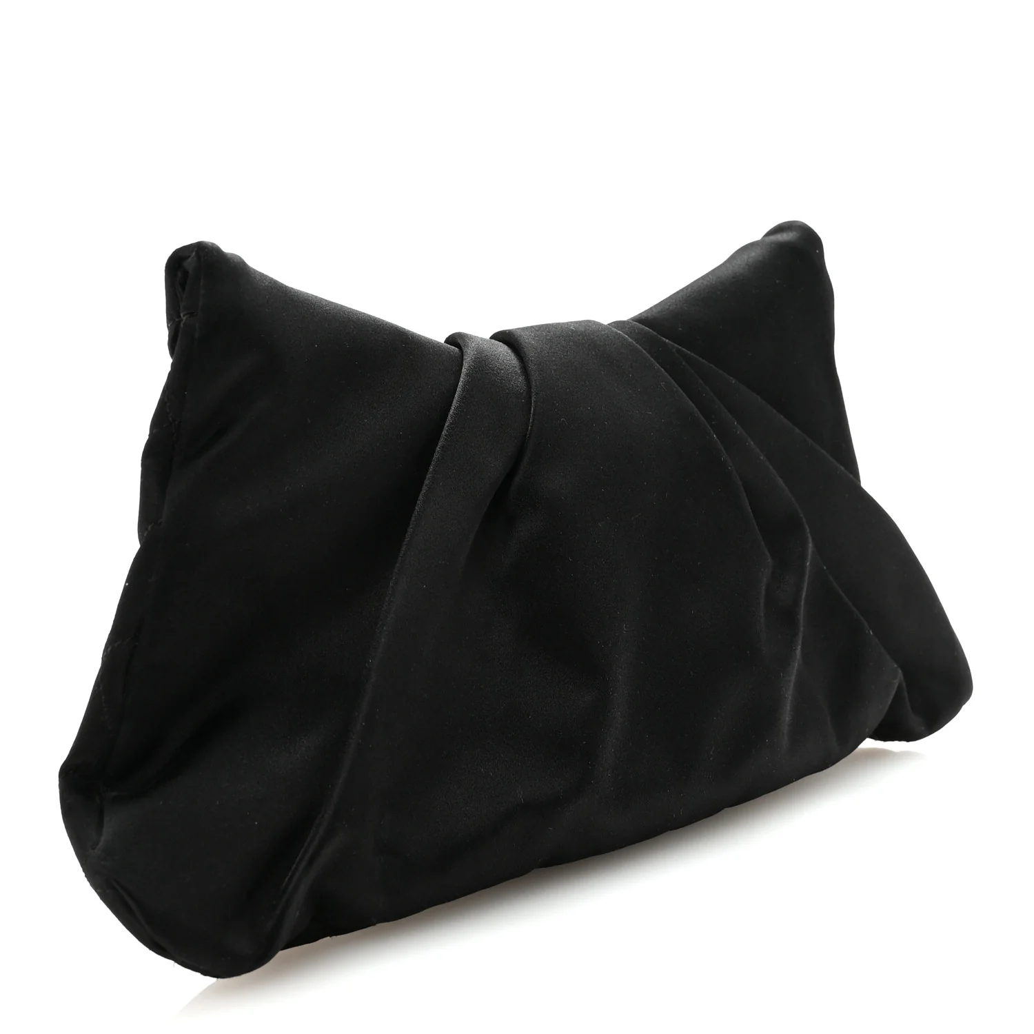 Satin Quilted Half Moon Clutch  Black - Image 3