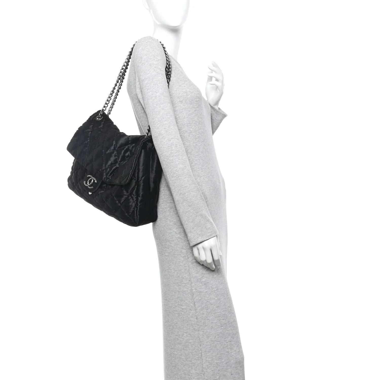 Satin Quilted XL Flap Black - Image 2