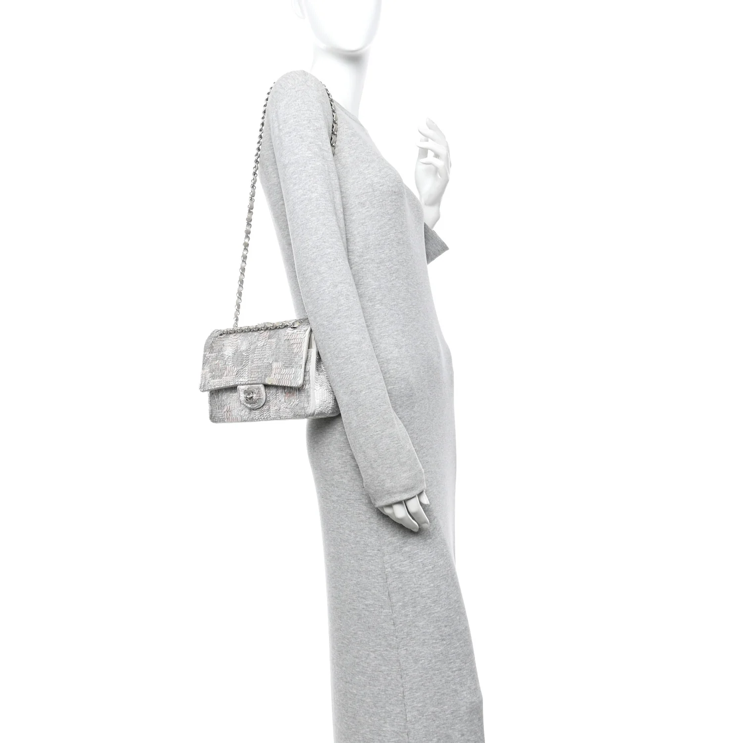 Sequin CC Small Double Flap Silver - Image 2
