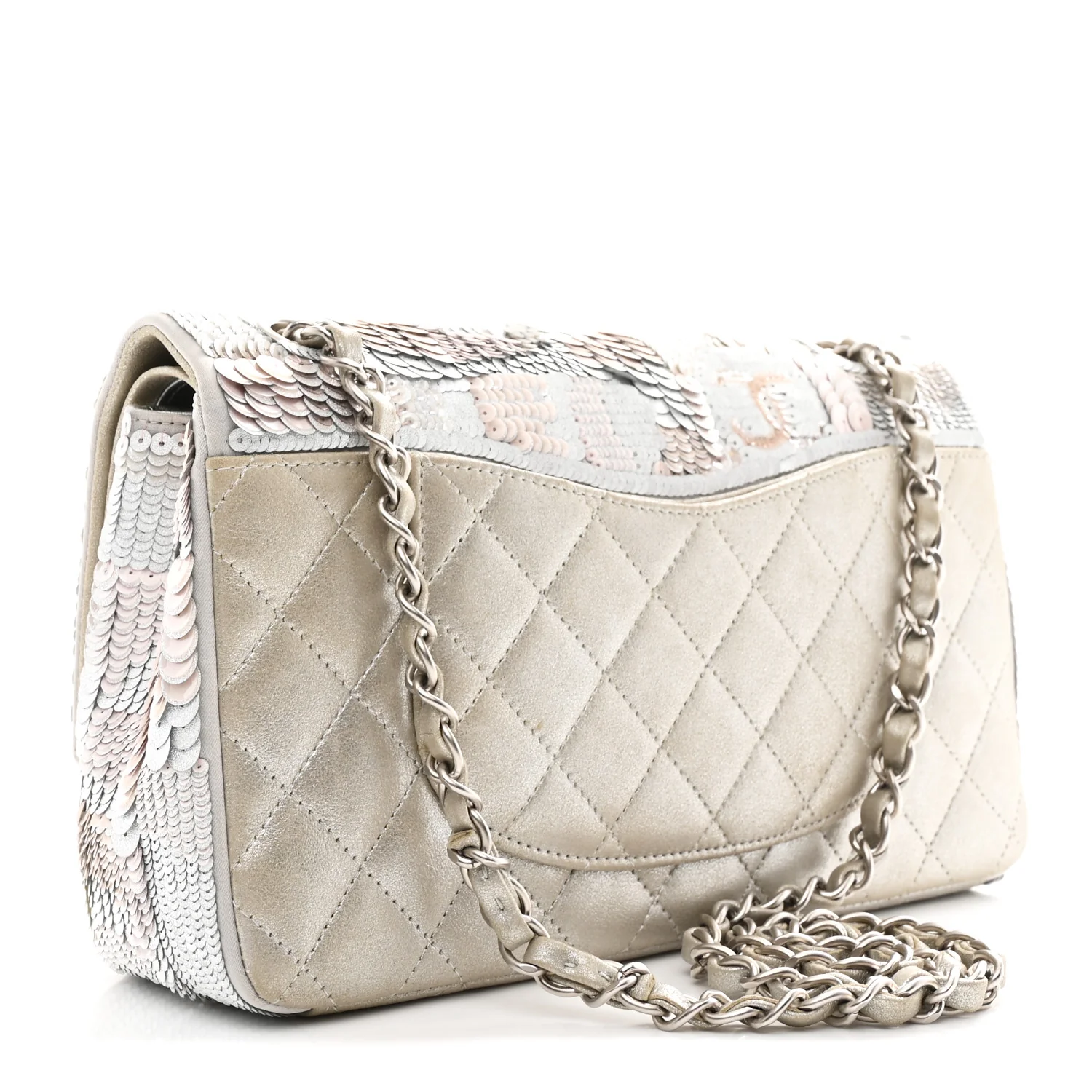 Sequin CC Small Double Flap Silver - Image 3