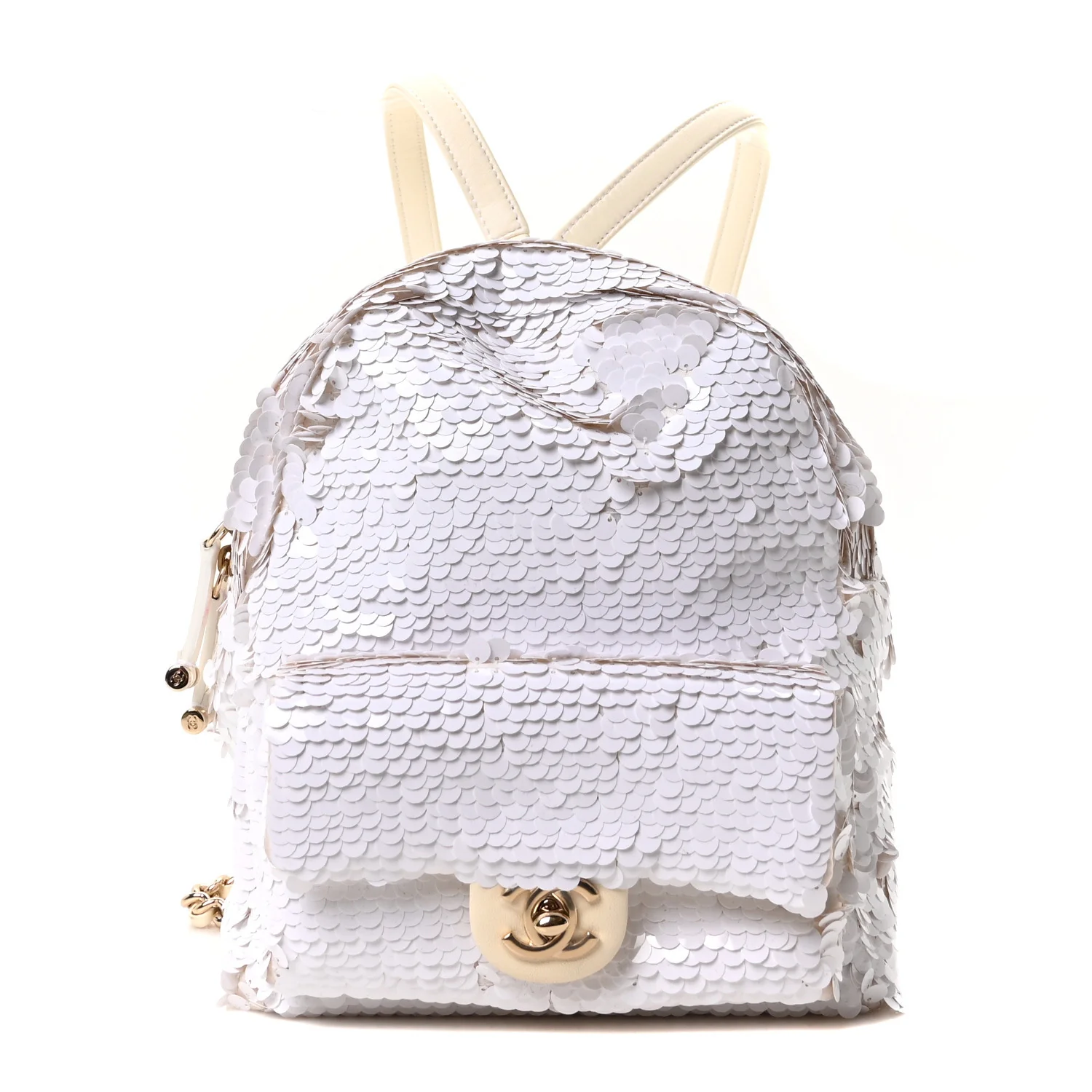 Sequin Lambskin CC Backpack White