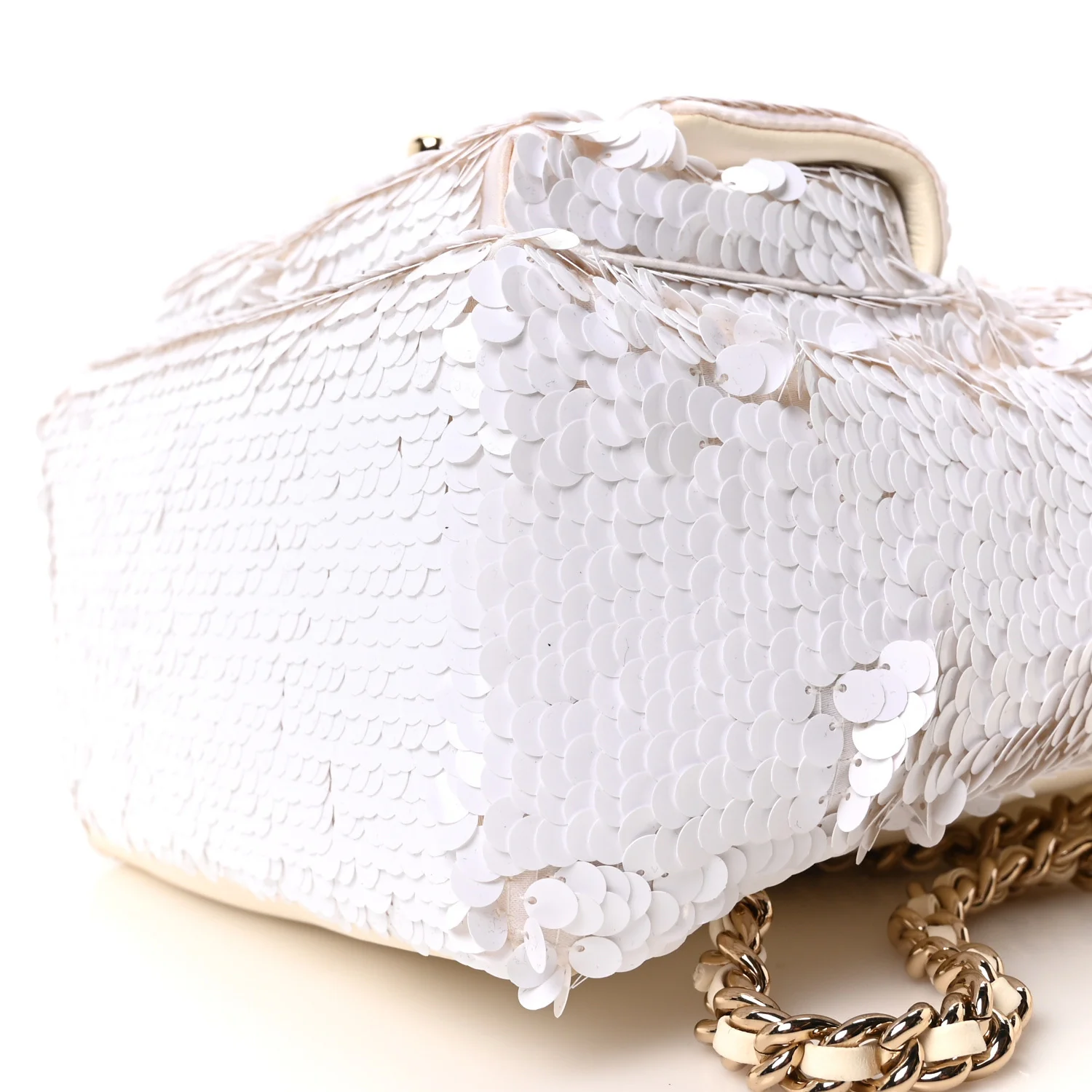 Sequin Lambskin CC Backpack White - Image 10