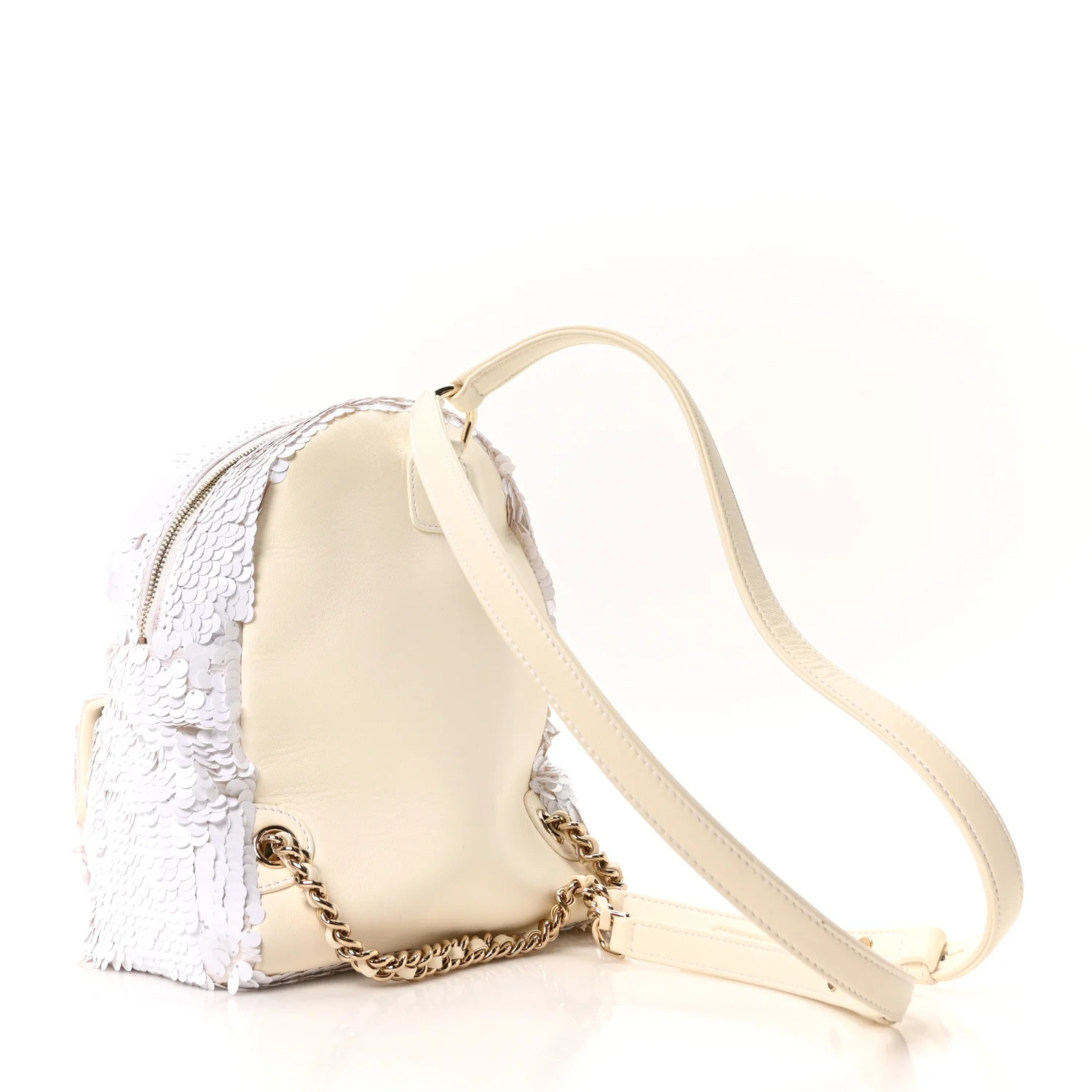 Sequin Lambskin CC Backpack White - Image 3